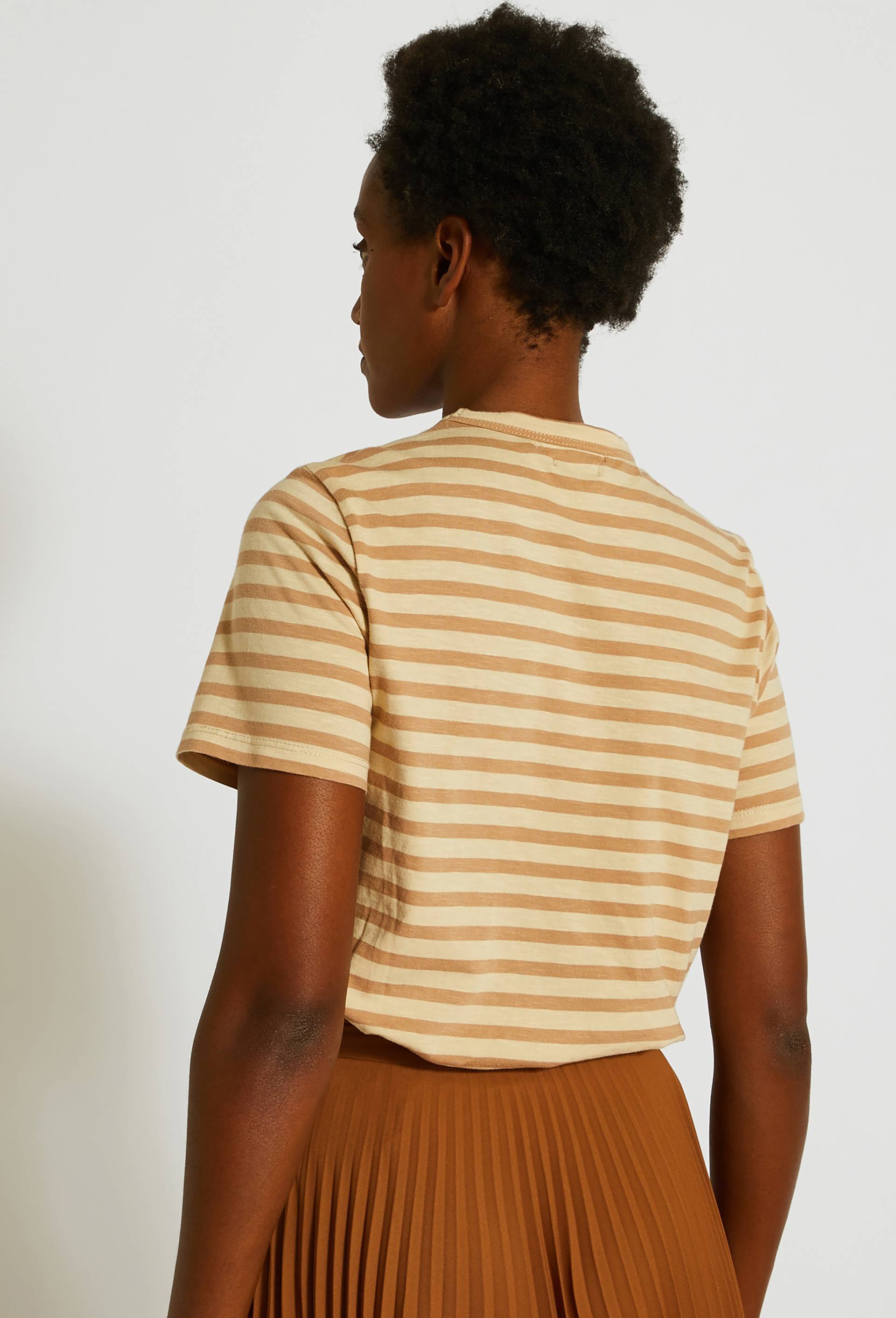 T-shirt ray&eacute; en coton, Beige, large image number 1.0