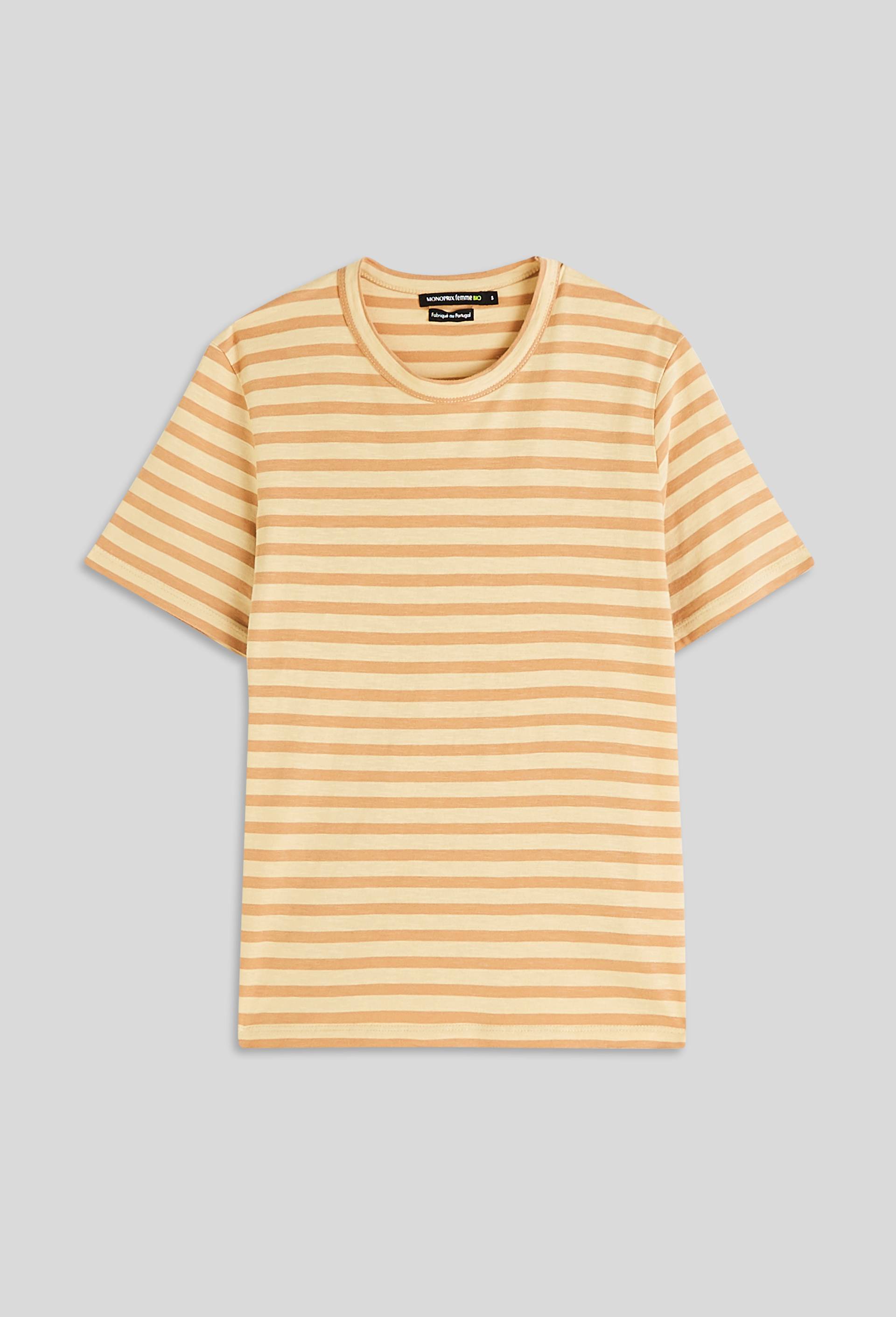 T-shirt ray&eacute; en coton, Beige, large image number 2