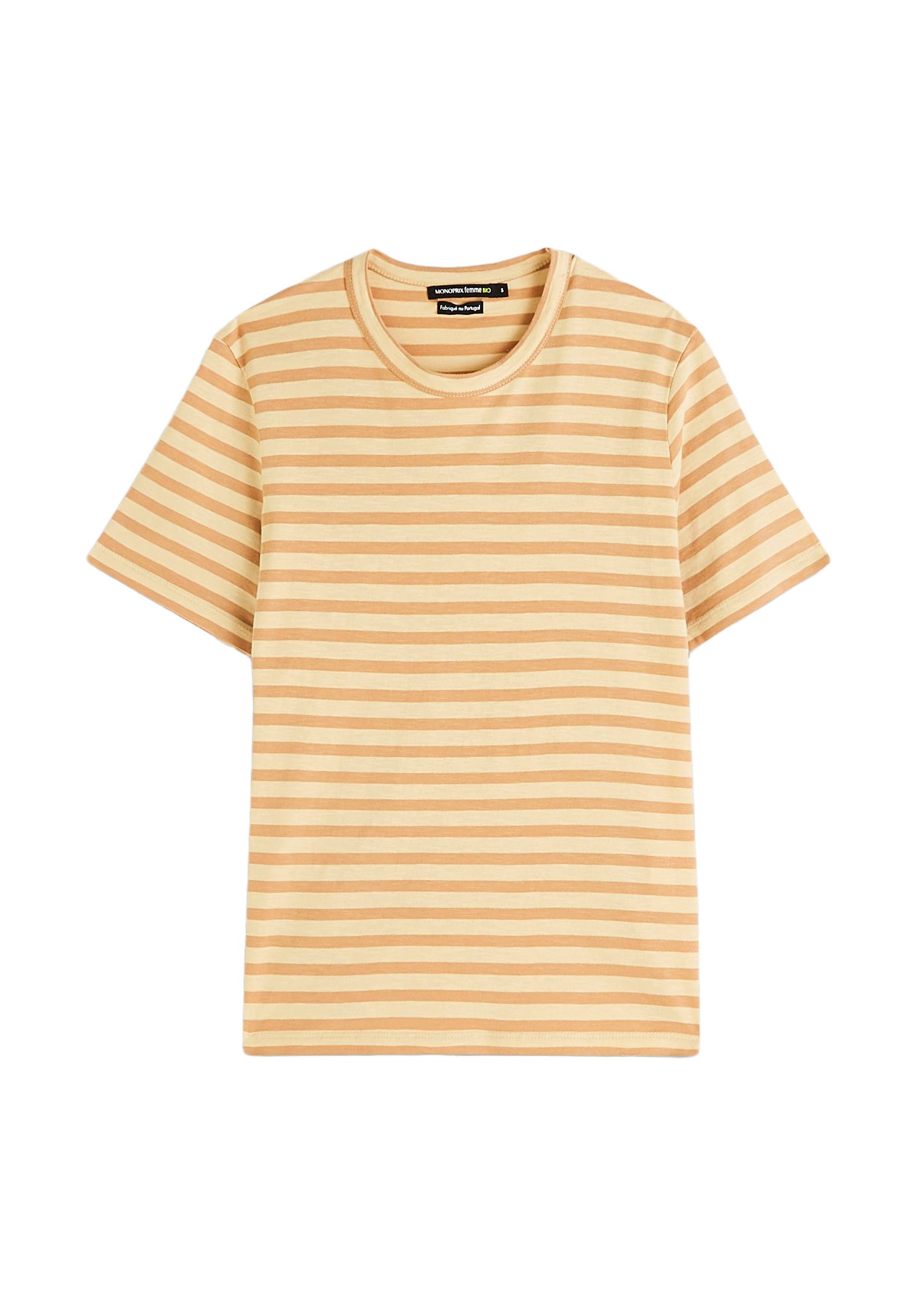 T-shirt ray&eacute; en coton, Beige, large image number 5.0