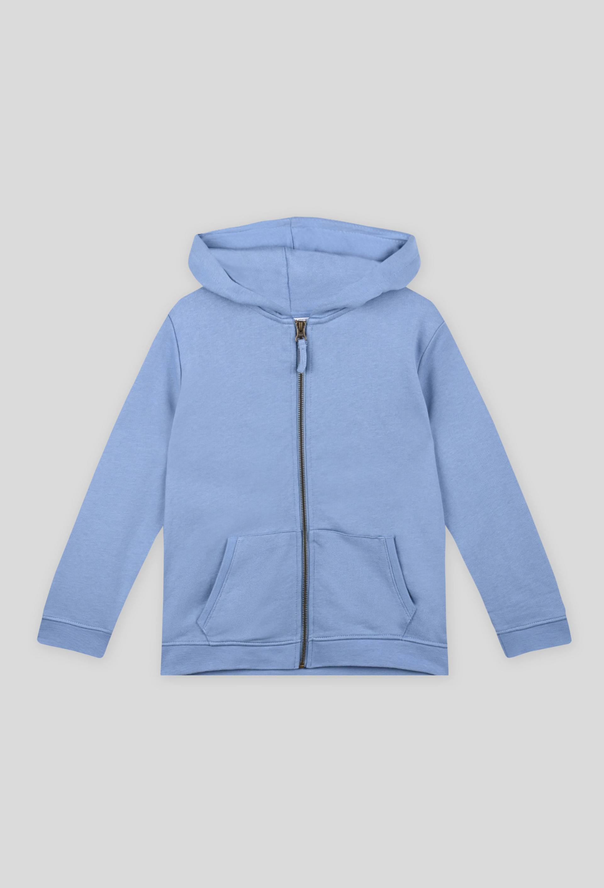 Sweat zippé à capuche contenant du coton BIO, BLEU, large image number 0
