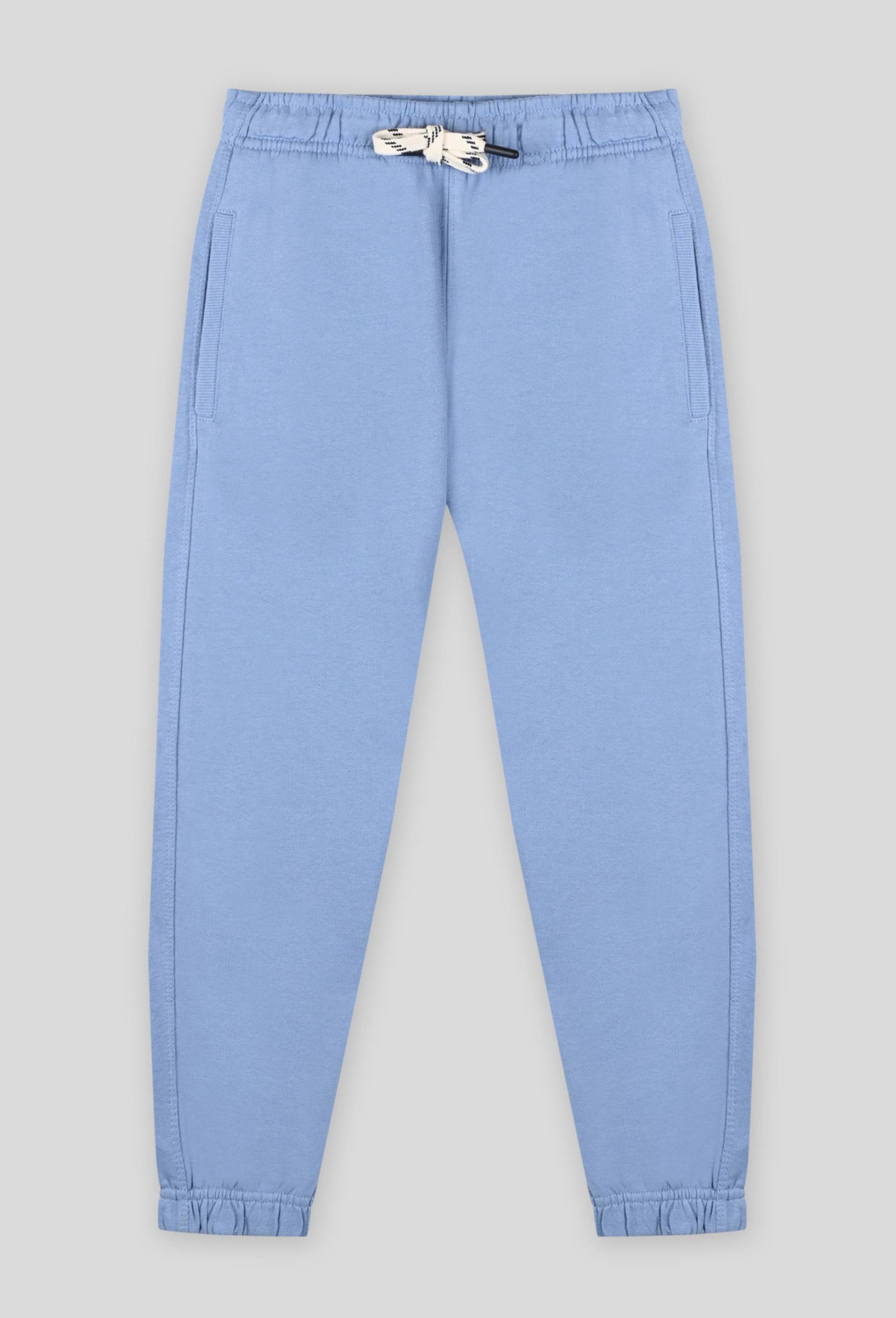 Jogging droit uni avec cordon en coton BIO, Bleu, large image number 0