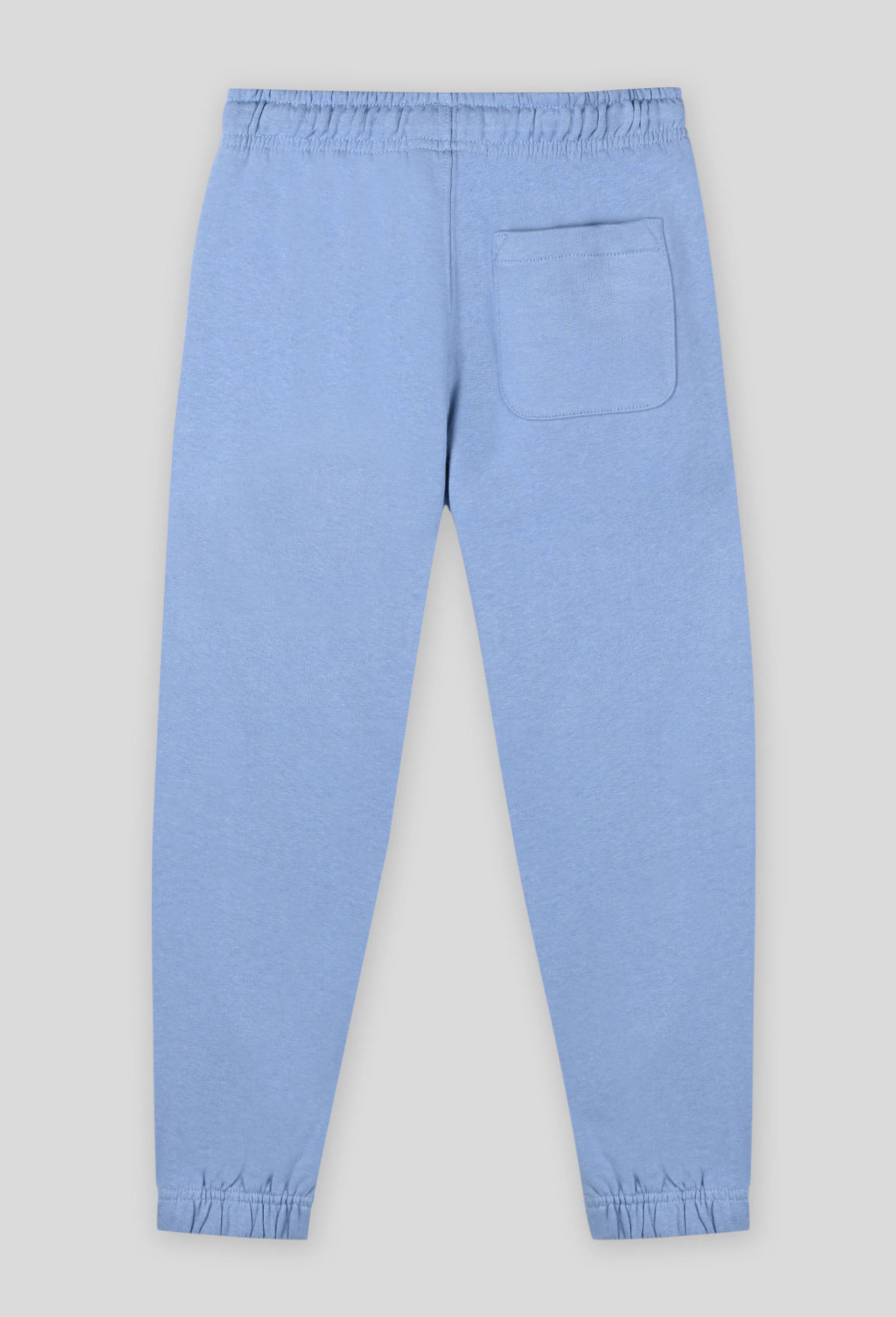 Jogging droit uni avec cordon en coton BIO, Bleu, large image number 1