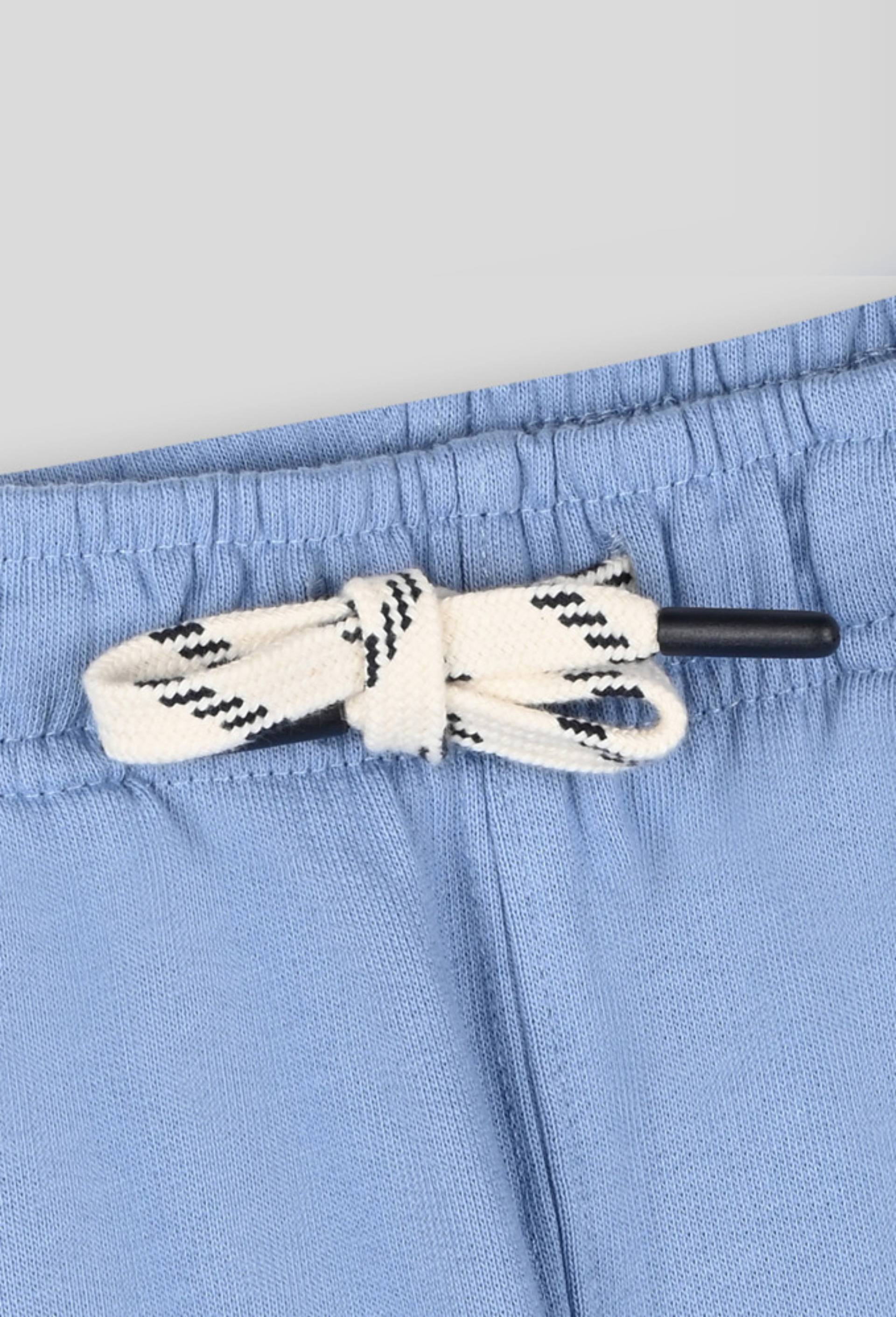 Jogging droit uni avec cordon en coton BIO, Bleu, large image number 2