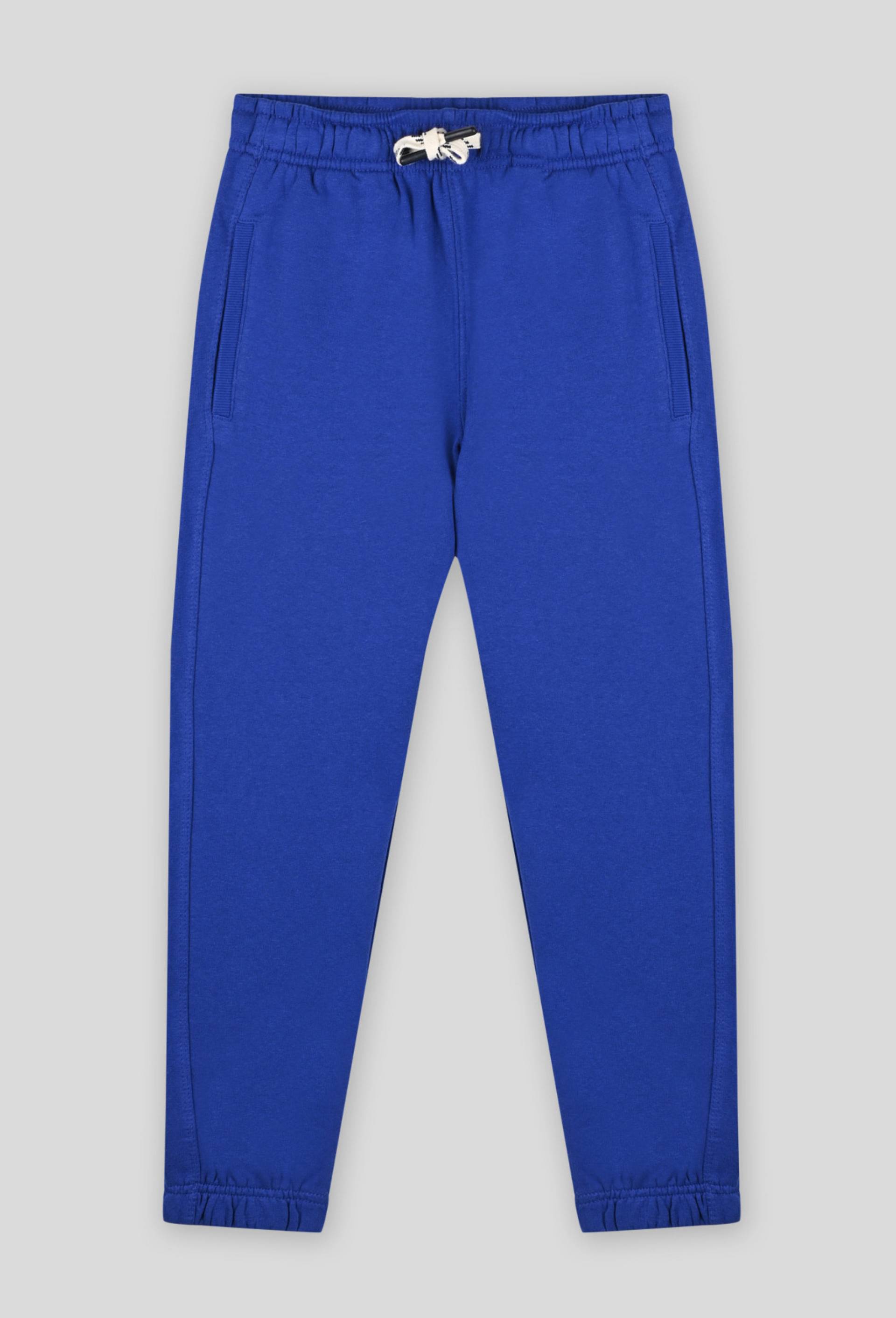 Jogging droit uni avec cordon en coton BIO, Bleu, large image number 0