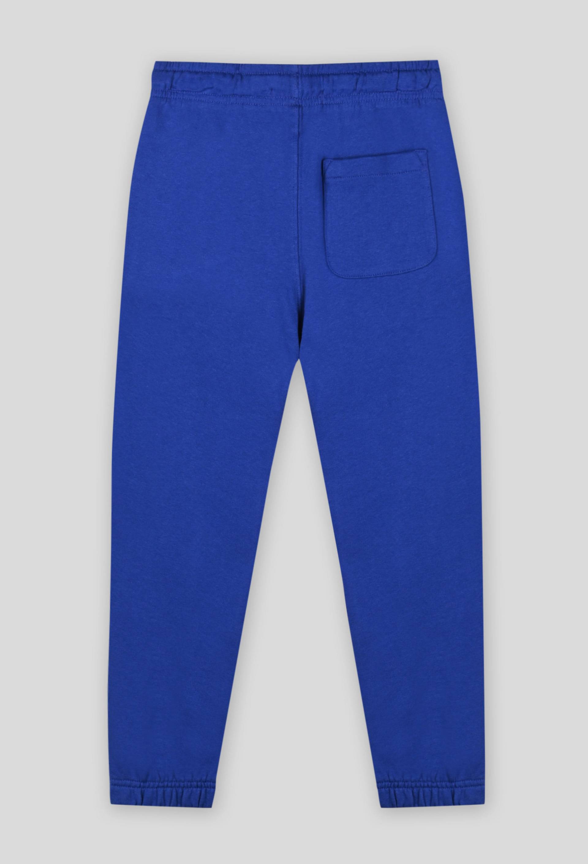 Jogging droit uni avec cordon en coton BIO, Bleu, large image number 1