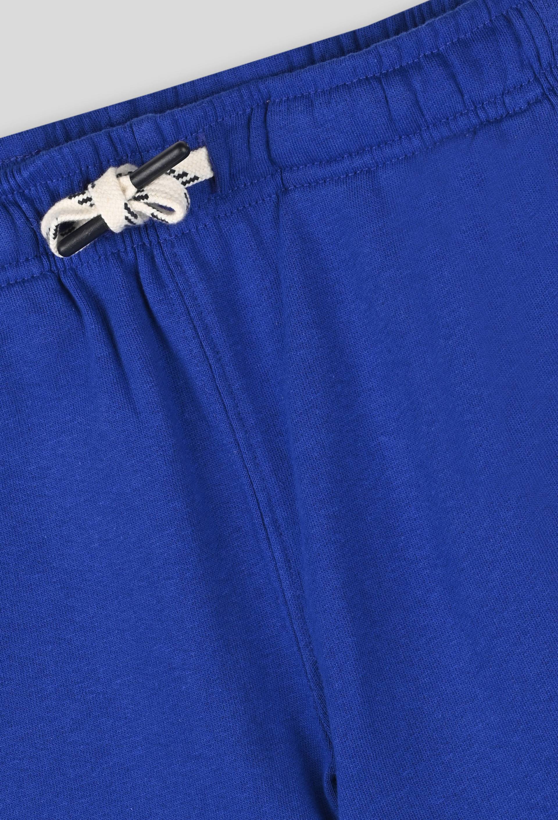 Jogging droit uni avec cordon en coton BIO, Bleu, large image number 2