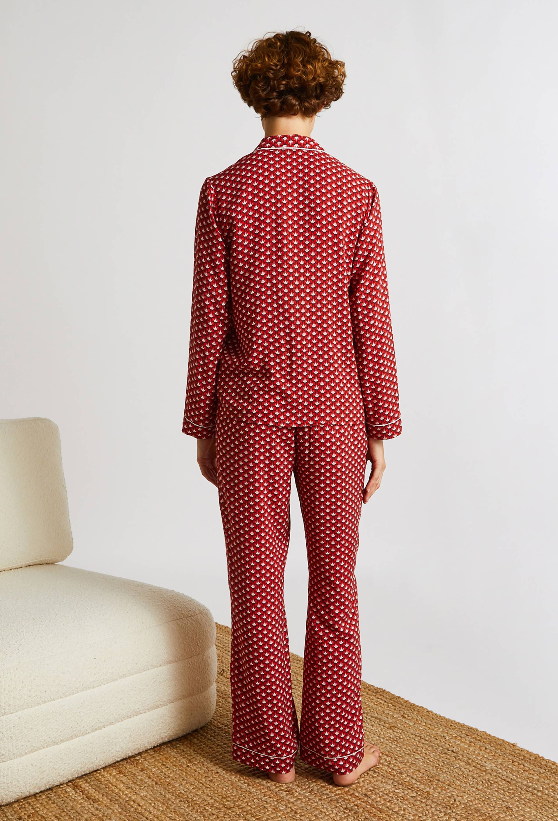 Pyjama col tailleur imprimé, Ecovero, Rouge, large image number 1.0