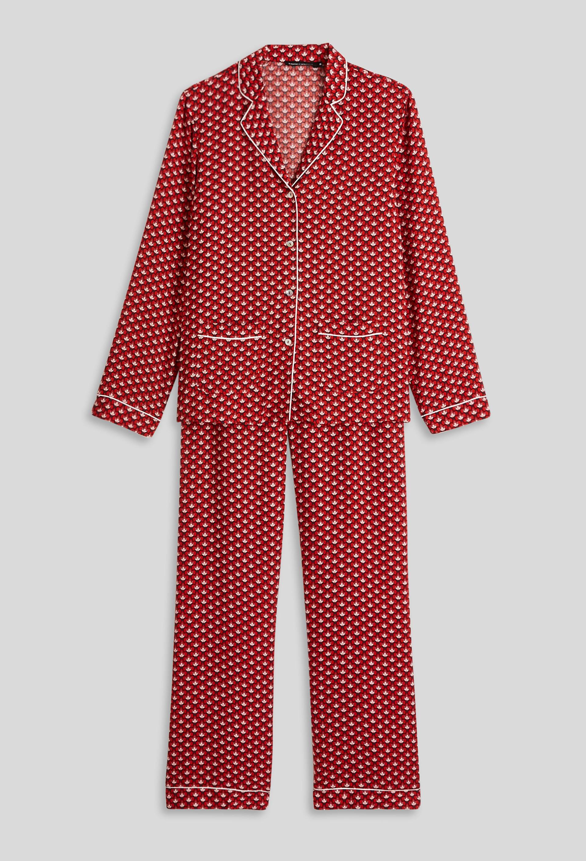 Pyjama col tailleur imprimé, Ecovero, Rouge, large image number 2