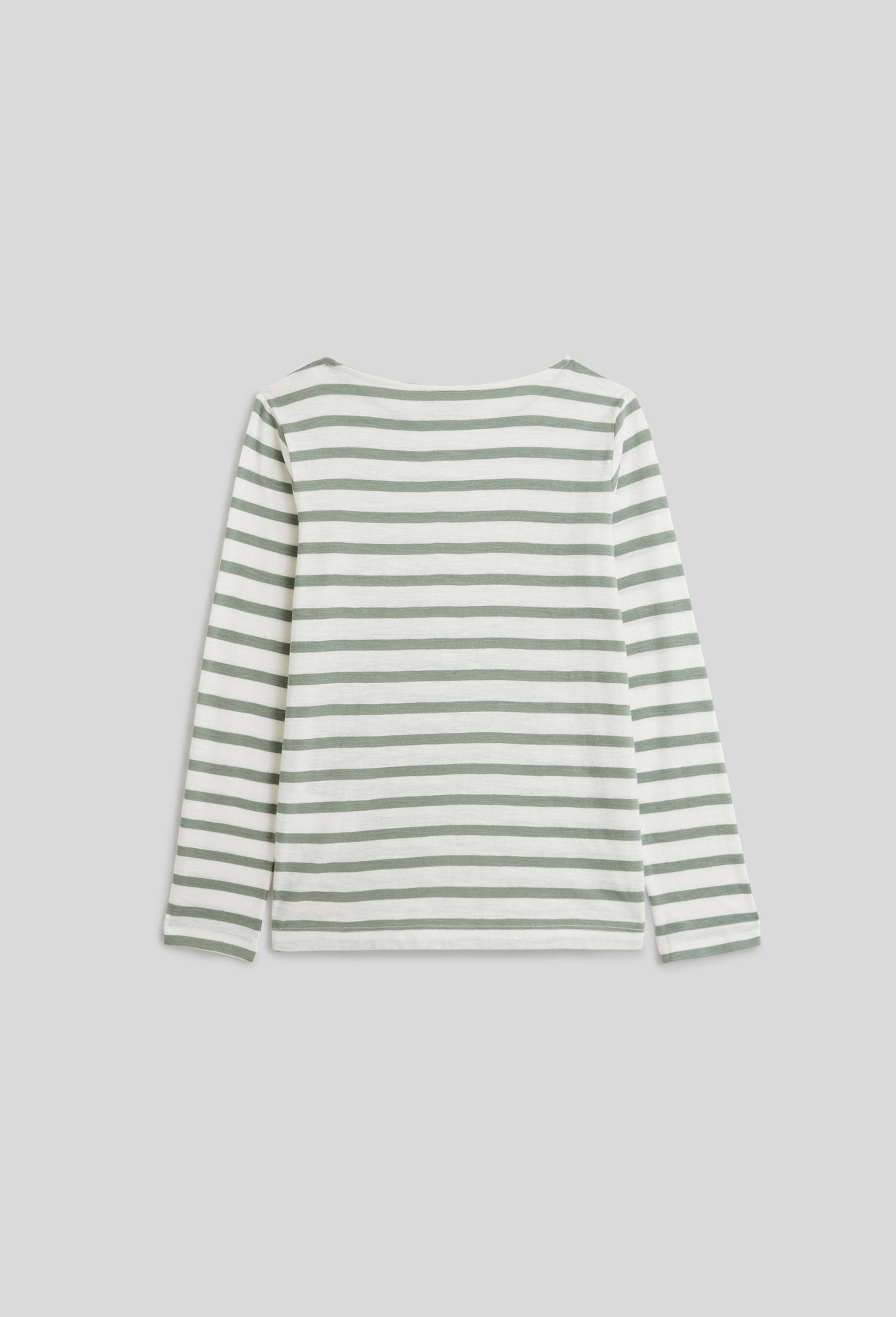 T-shirt manches longues marinière légère en coton BIO, Vert, large image number 1.0
