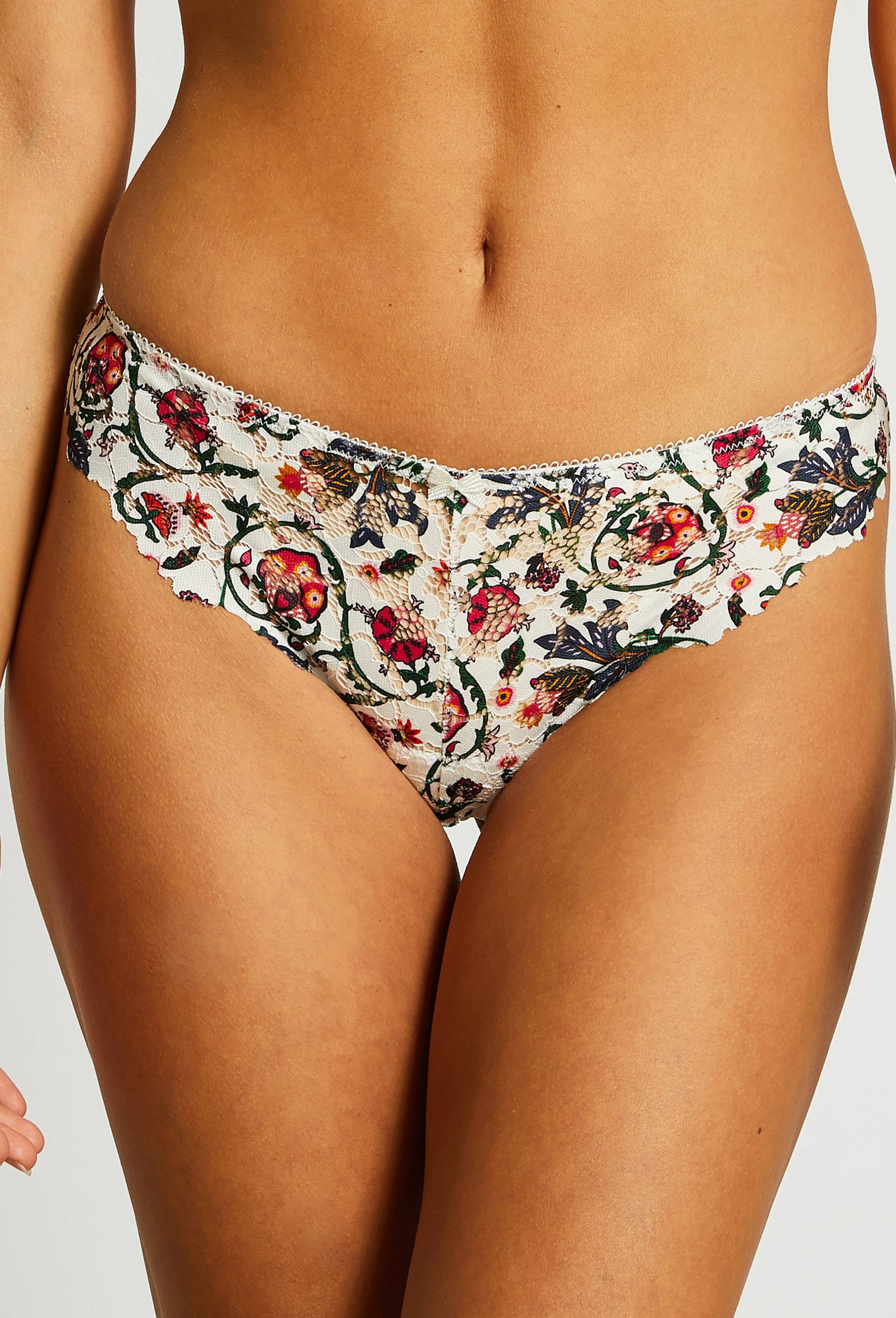 Tanga CAMILLE en dentelle imprimée, Oeko-Tex, Ecru, large image number 0