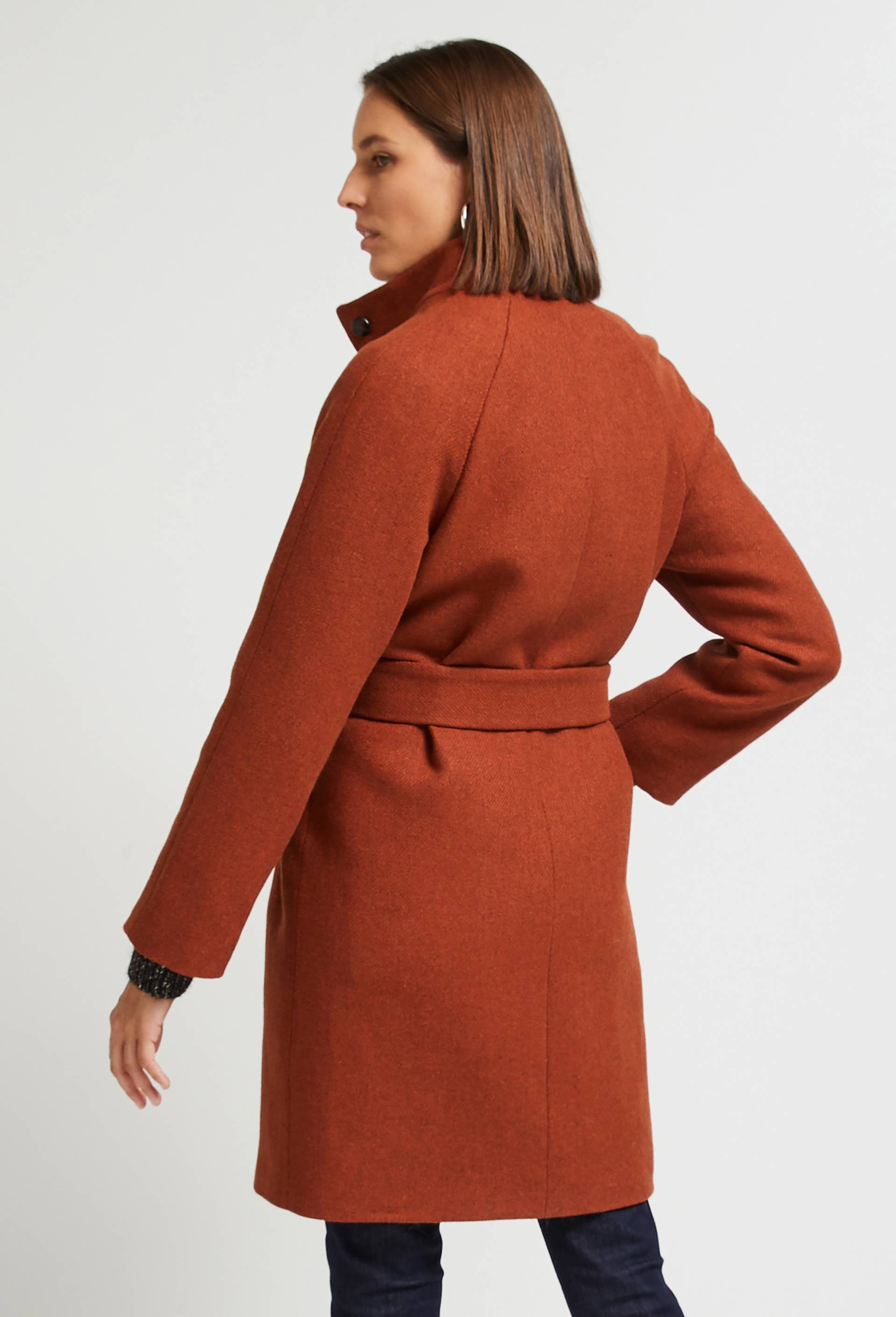 Manteau col montant contenant de la laine, Rouge foncé, large image number 1