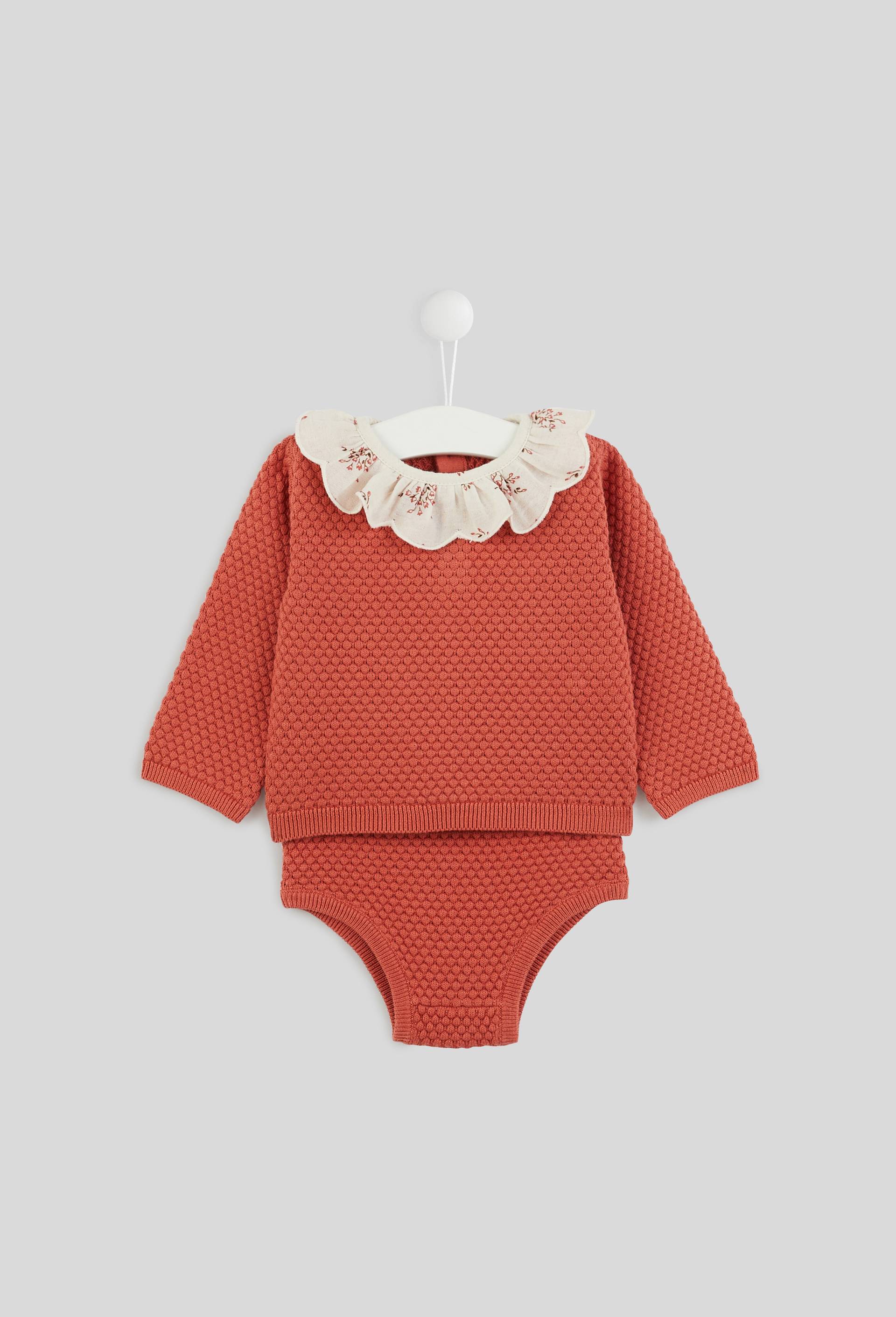 Ensemble tricot fantaisie, en coton BIO, Orange foncé, large image number 0