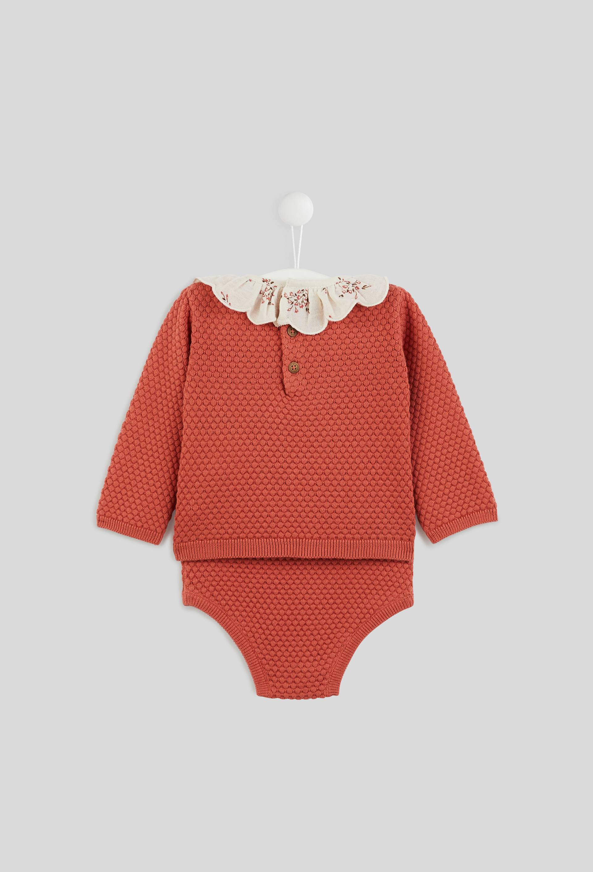 Ensemble tricot fantaisie, en coton BIO, Orange foncé, large image number 1