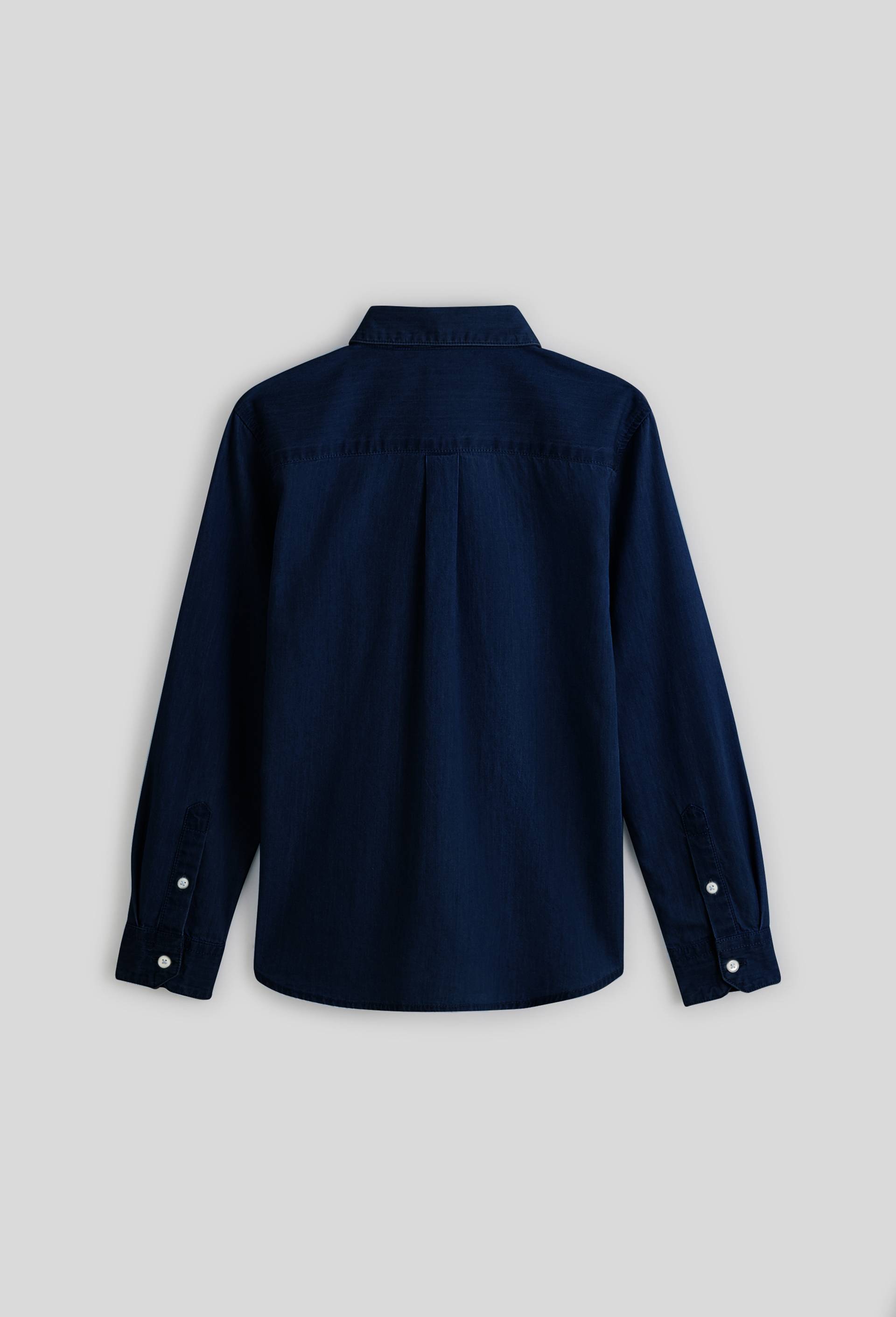 Chemise manches longues imitation jean en coton BIO, Bleu foncé, large image number 1