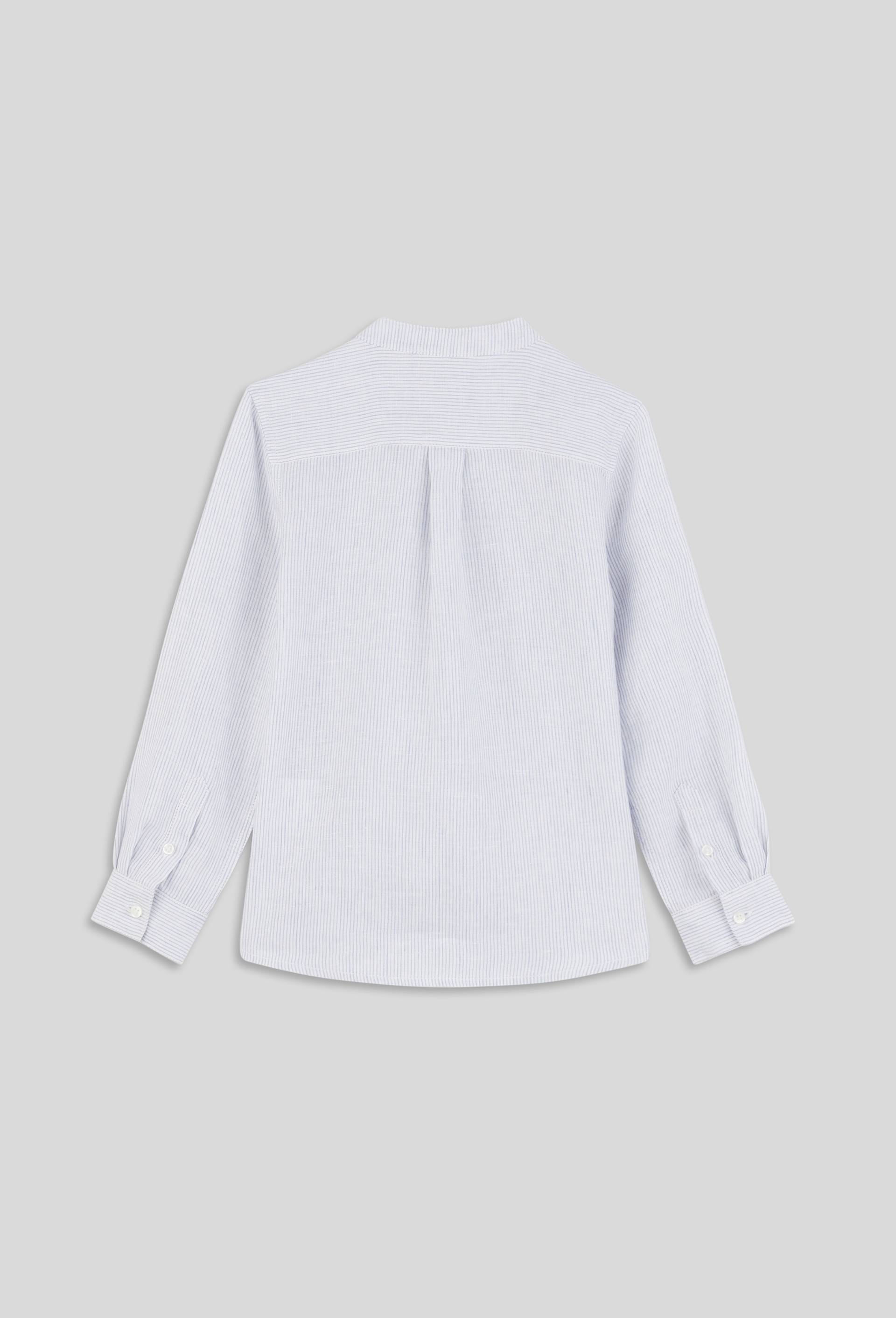Chemise col mao unie en 100% lin, Bleu clair, large image number 1
