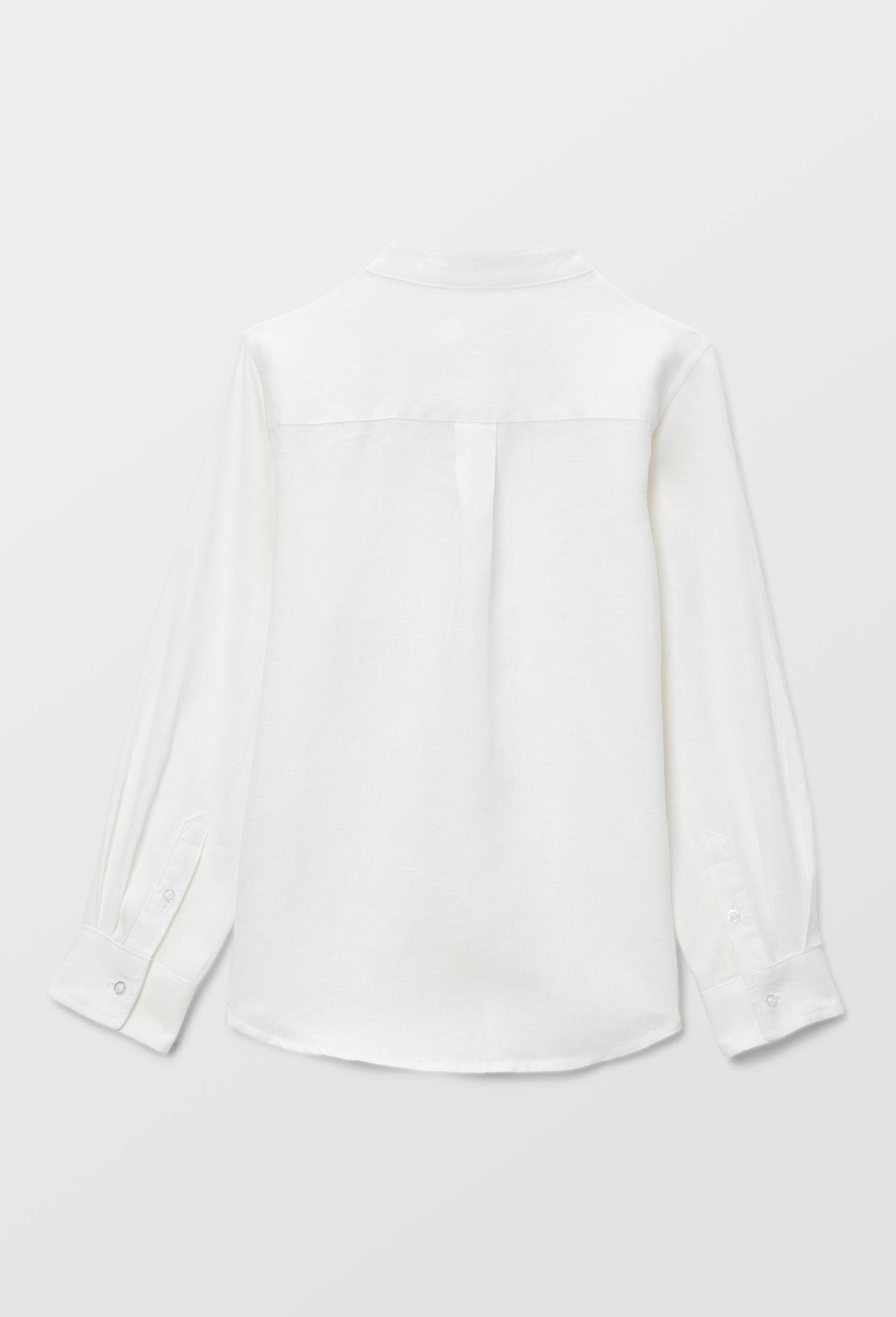 Chemise col mao unie en 100% lin, Blanc, large image number 2.0