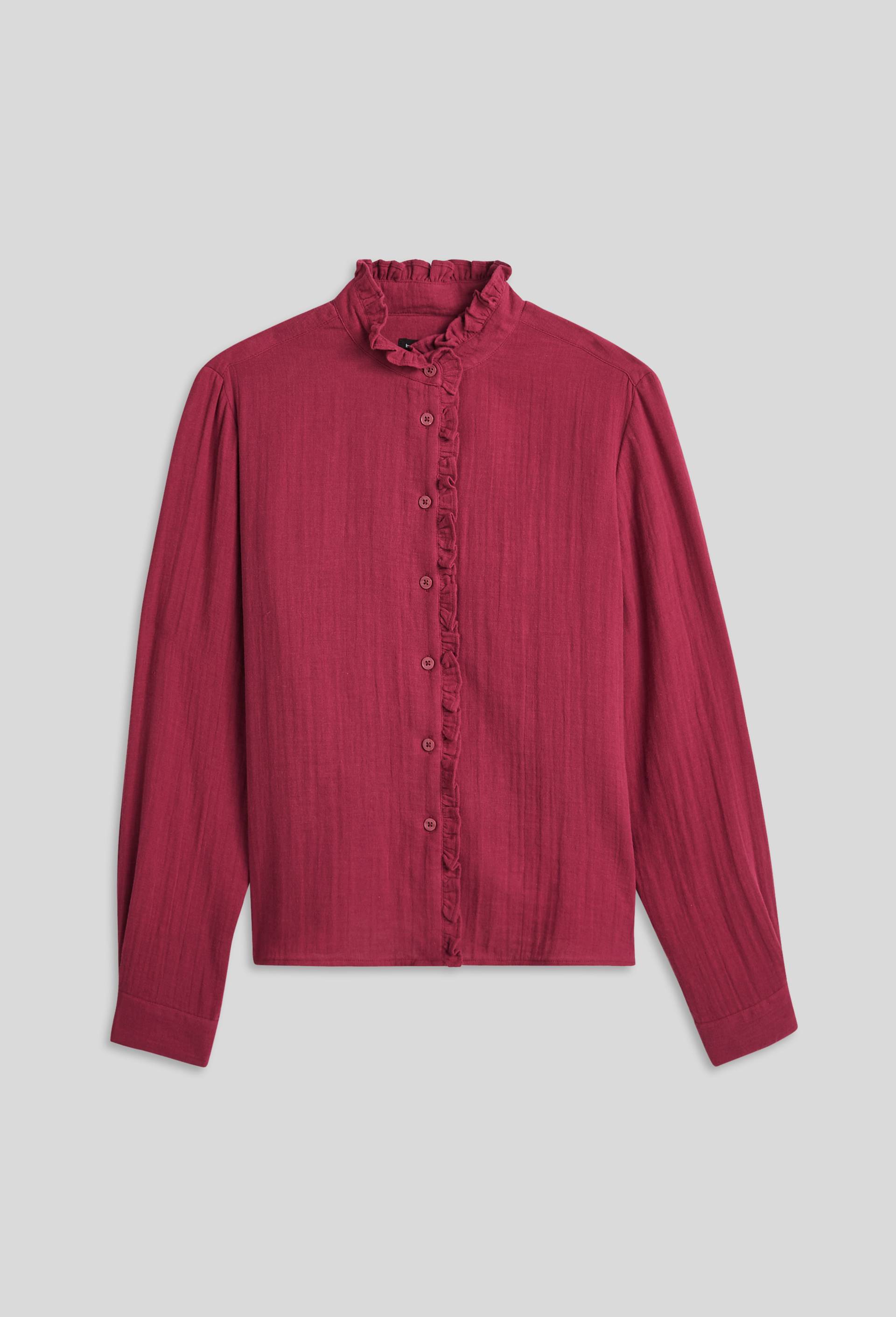 Chemise en gaze de coton à volant, Coton BIO, Violet foncé, large image number 2