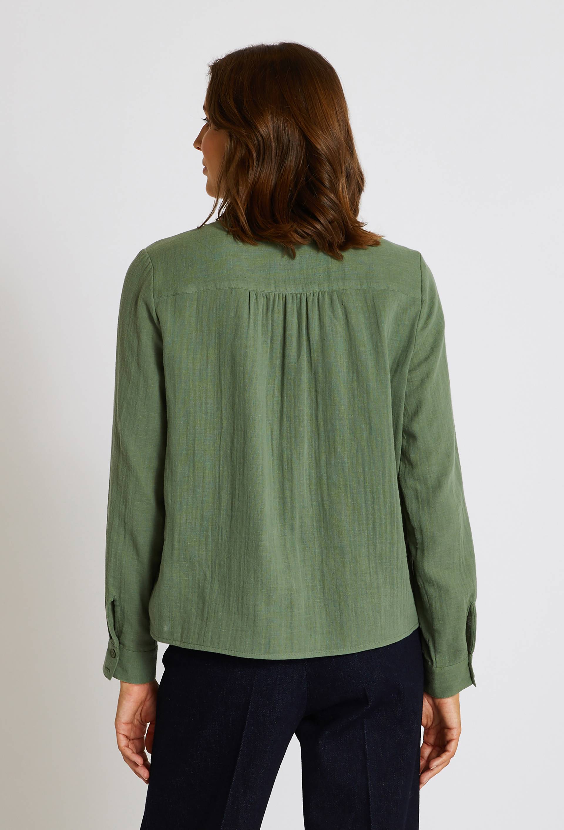 Chemise en gaze de coton à volant, Coton BIO, Vert, large image number 1.0