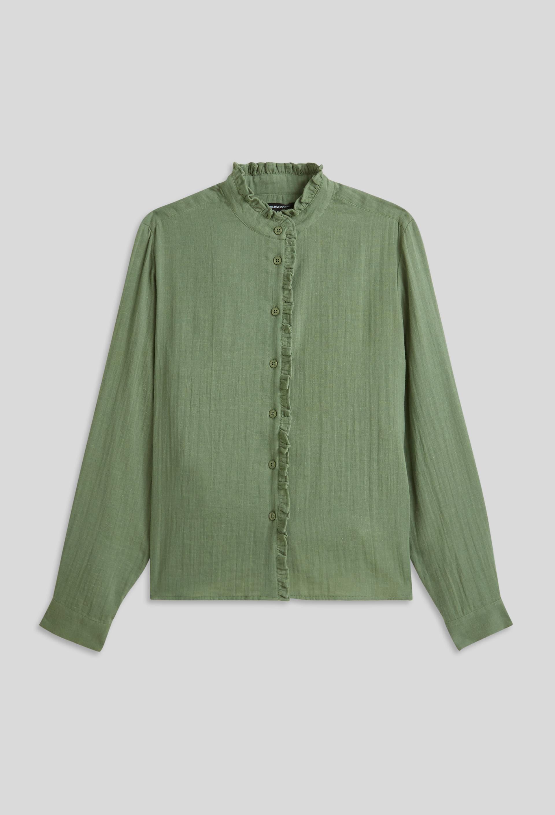 Chemise en gaze de coton à volant, Coton BIO, Vert, large image number 2