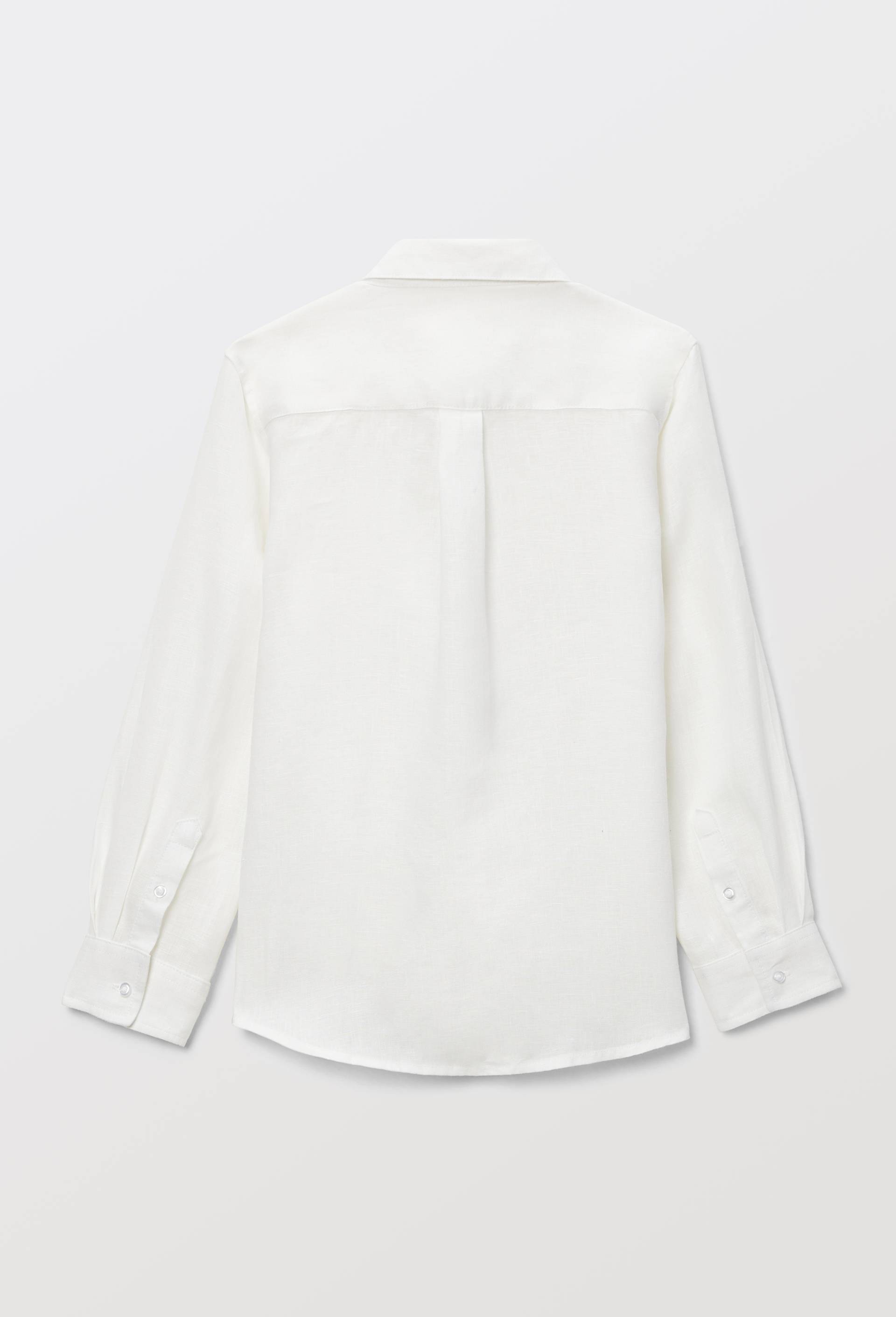 Chemise unie en 100% lin, Blanc, large image number 3