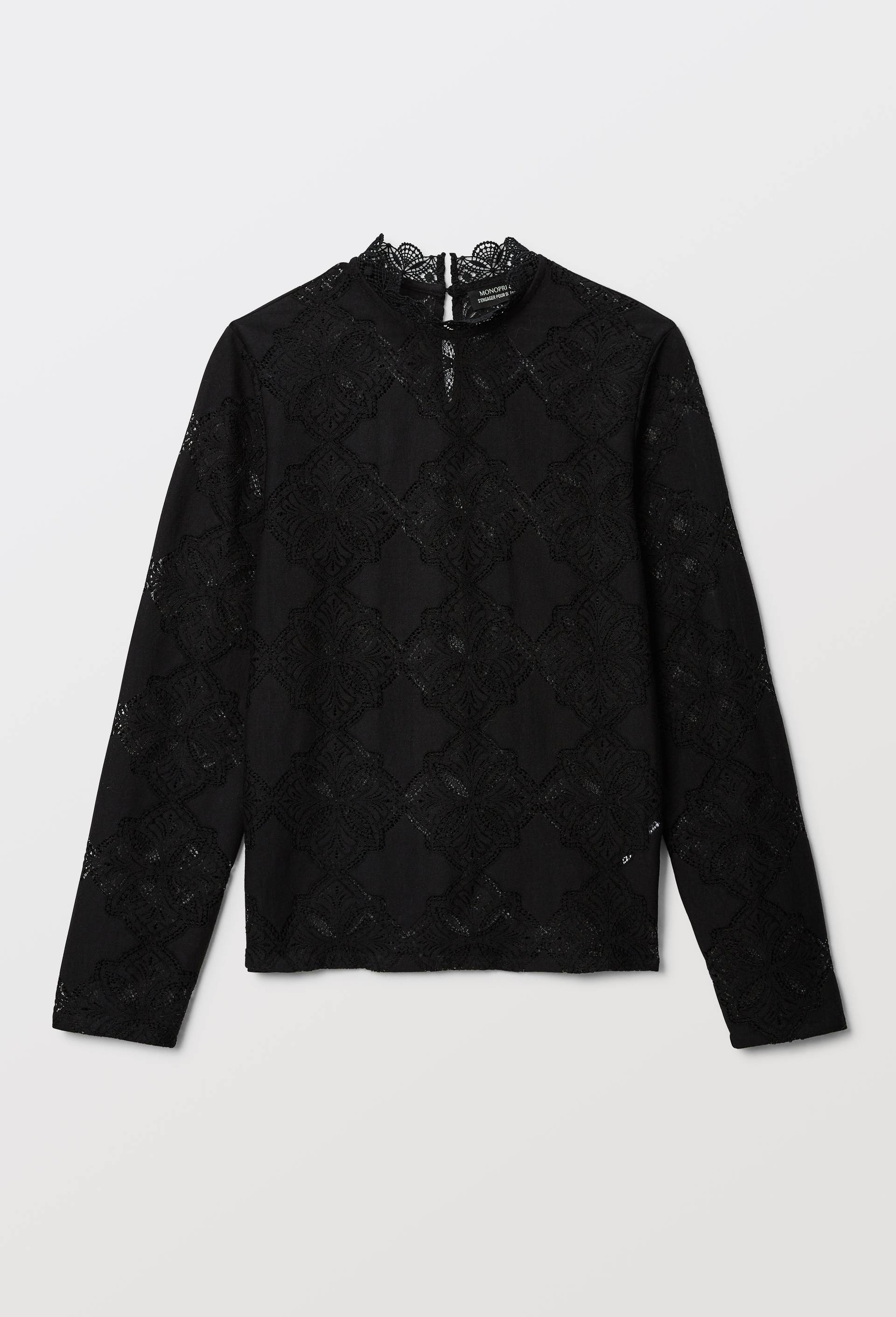 Blouse manches longues en dentelle, Noir, large image number 2