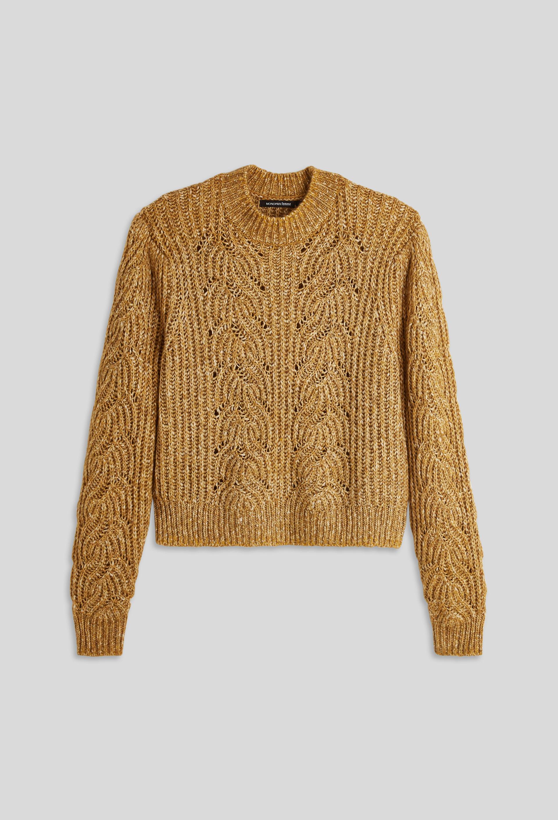 Pull col rond, contient de la laine de yak, Oeko-Tex, Beige, large image number 2.0