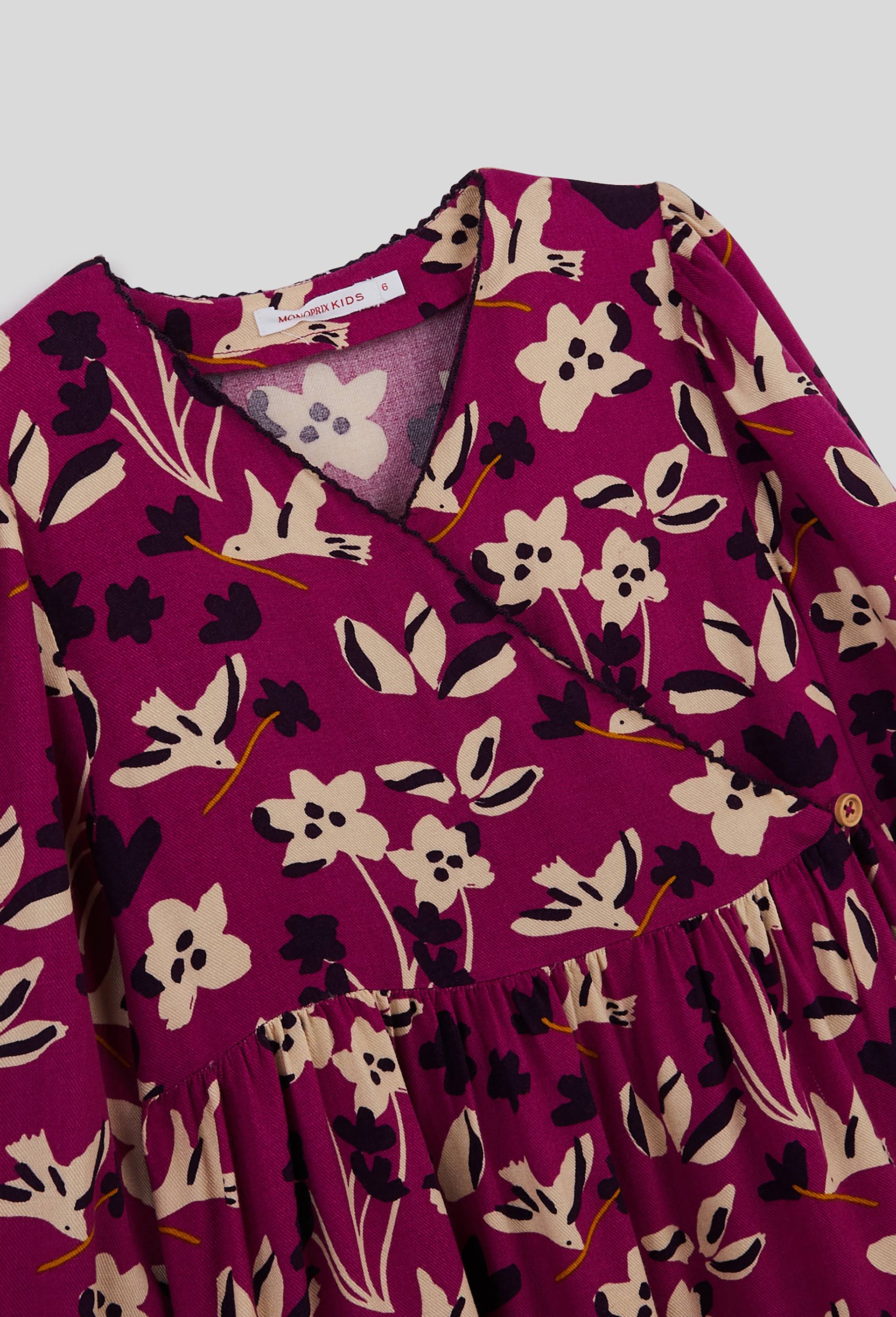 Robe croisée imprimée, Ecovero, Violet foncé, large image number 2