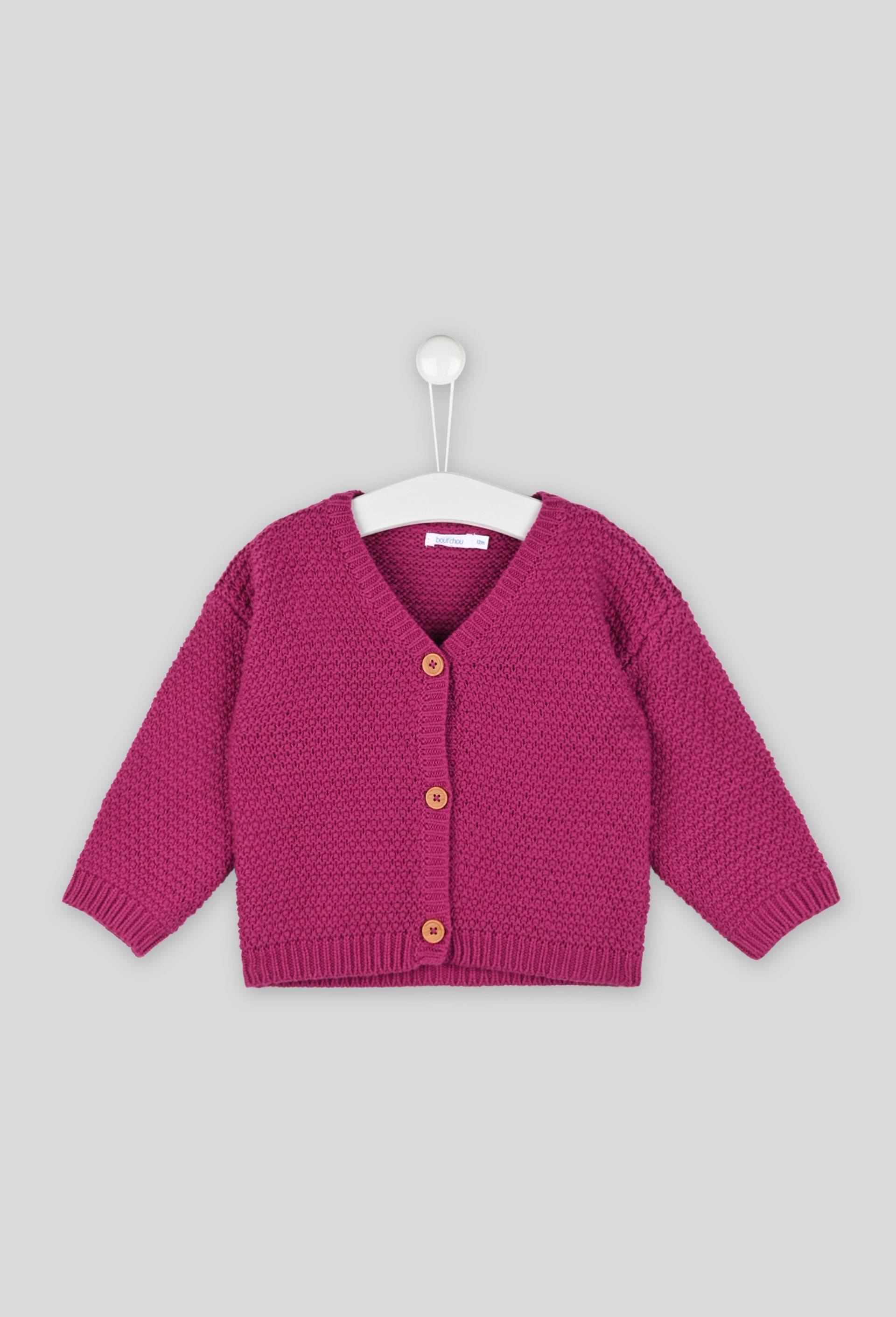 Cardigan uni en tricot , Oeko-Tex, Rose foncé, large image number 0