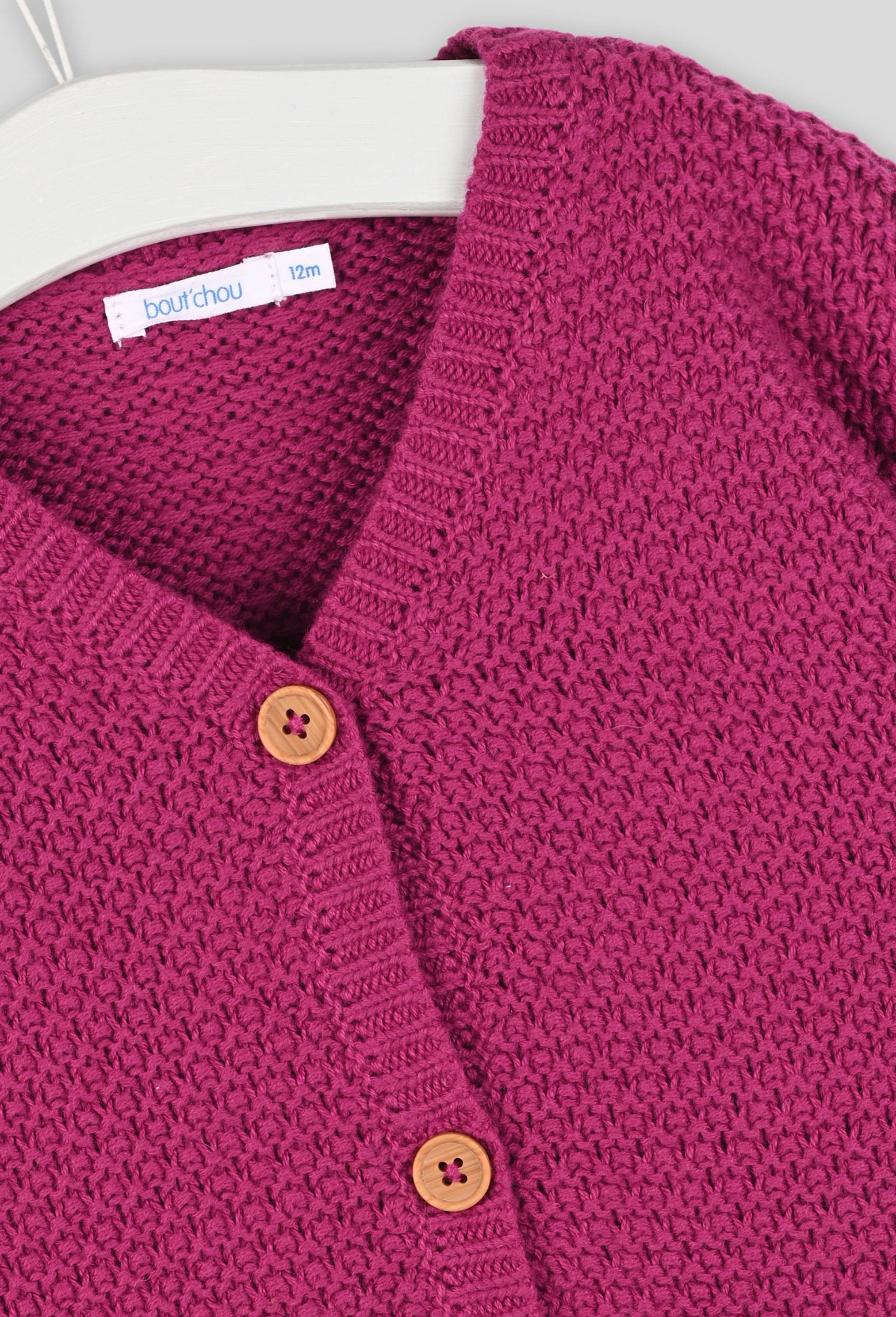Cardigan uni en tricot , Oeko-Tex, Rose foncé, large image number 2