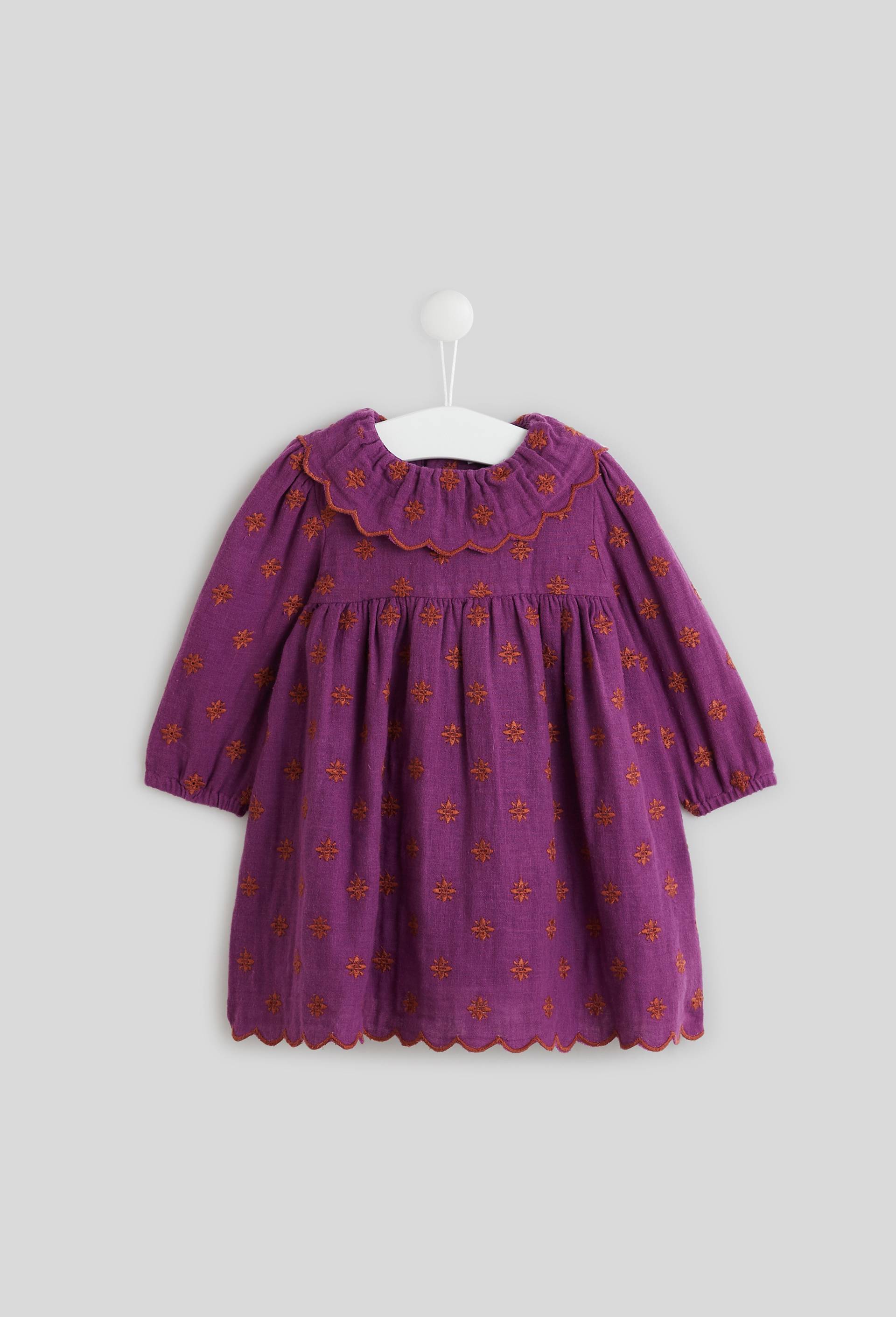 Robe brodée en gaze de coton, Oeko-Tex, Violet, large image number 0