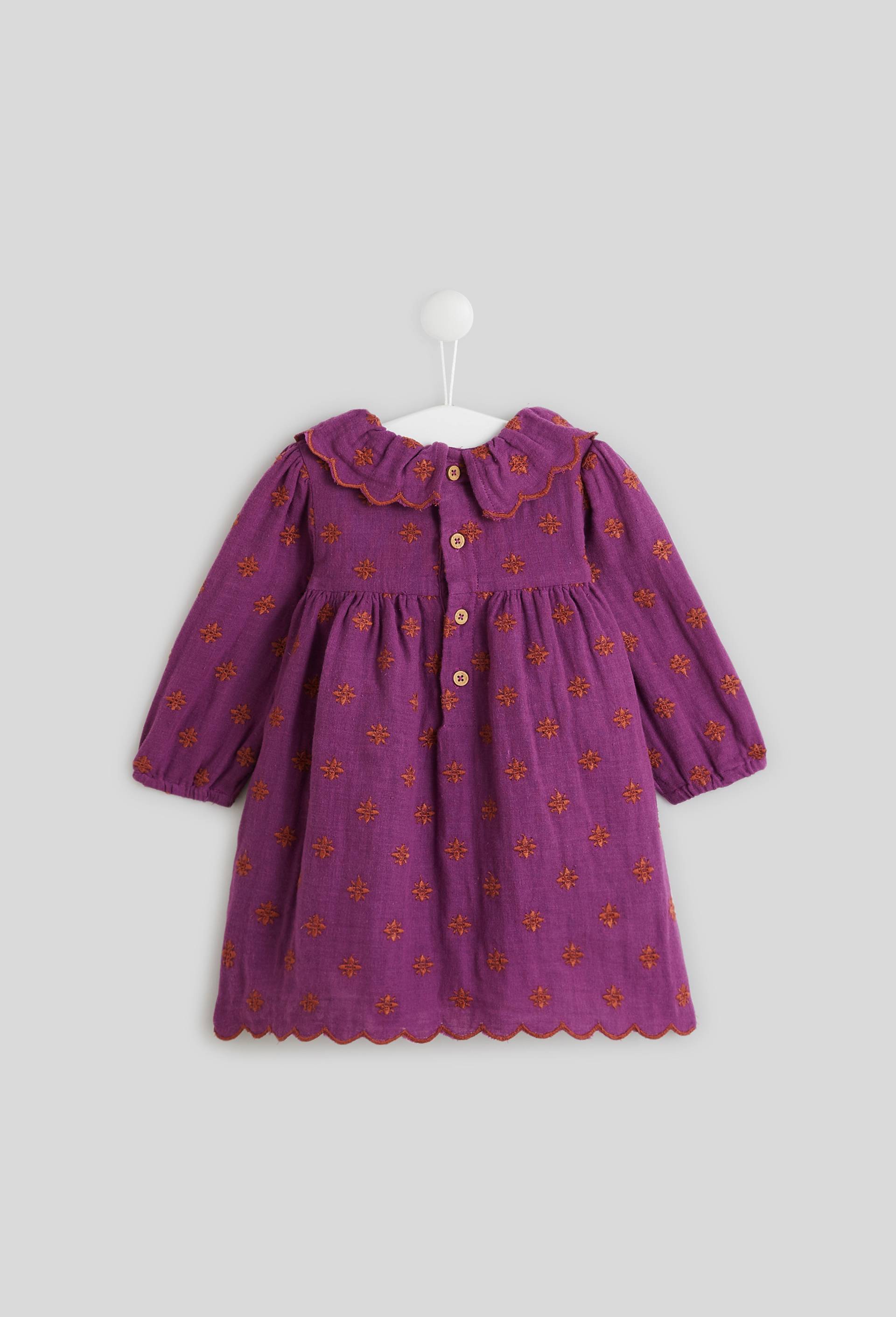 Robe brodée en gaze de coton, Oeko-Tex, Violet, large image number 1.0