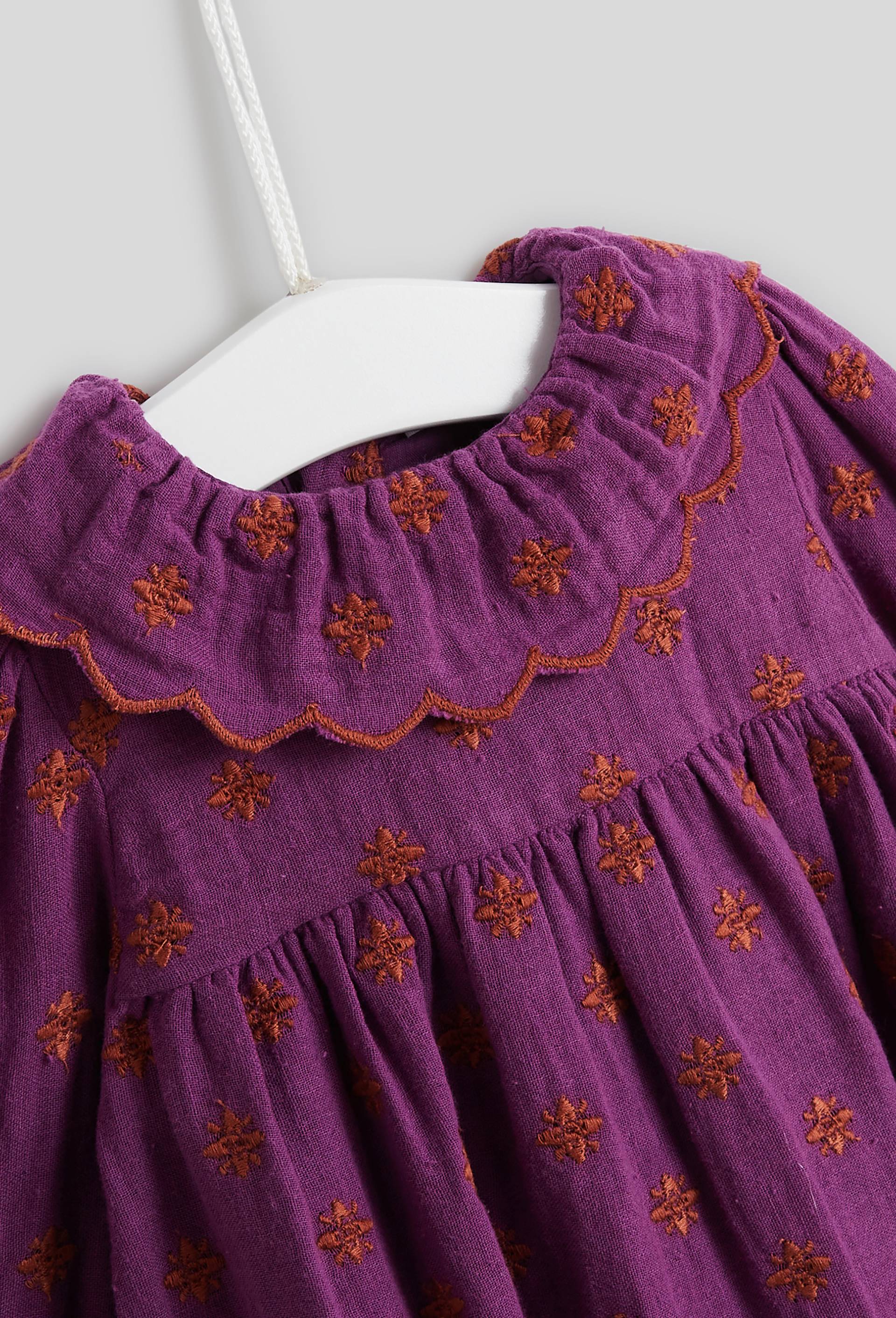 Robe brodée en gaze de coton, Oeko-Tex, Violet, large image number 2