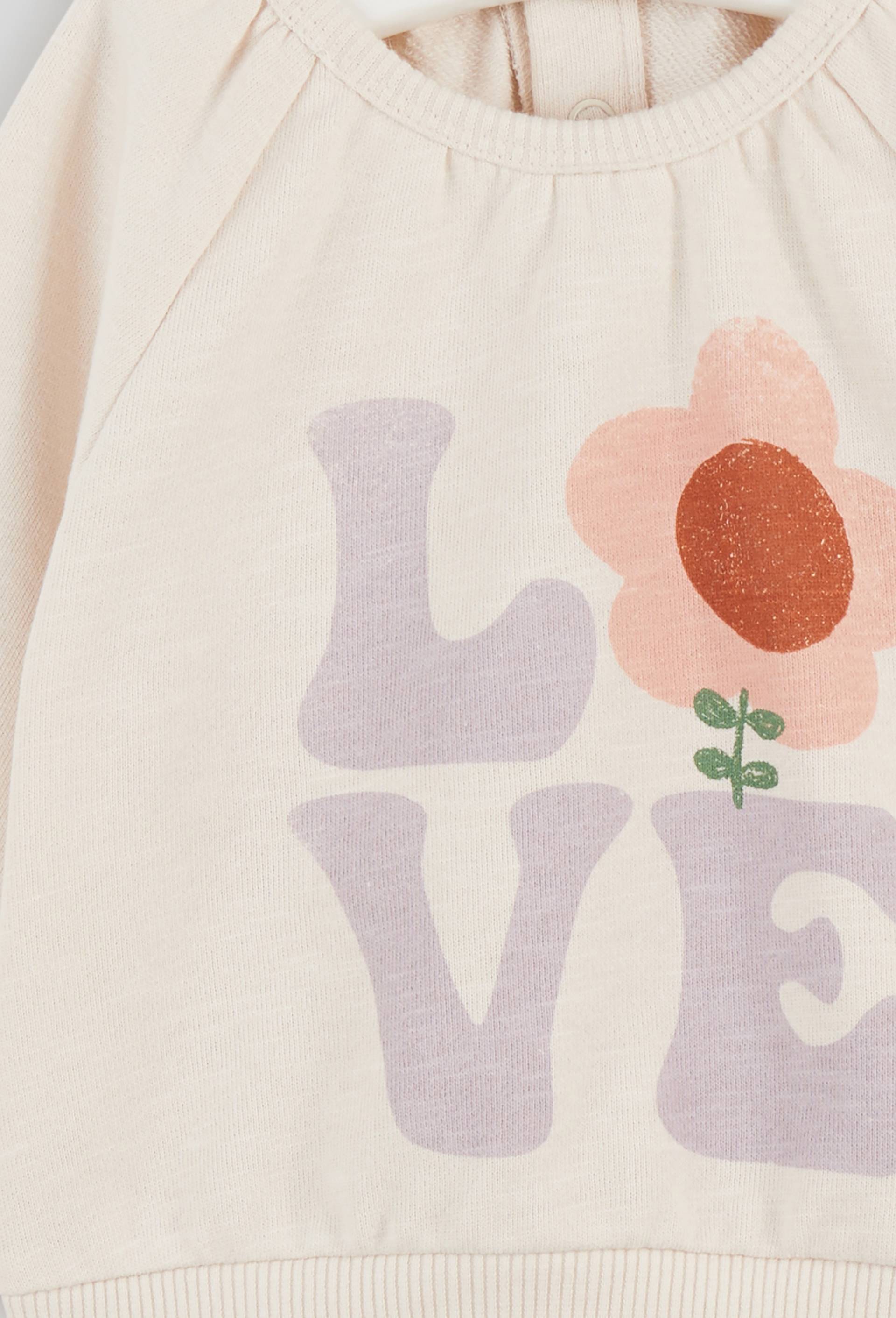 Sweat imprimé love en coton BIO, Oeko-Tex, Beige clair, large image number 2.0