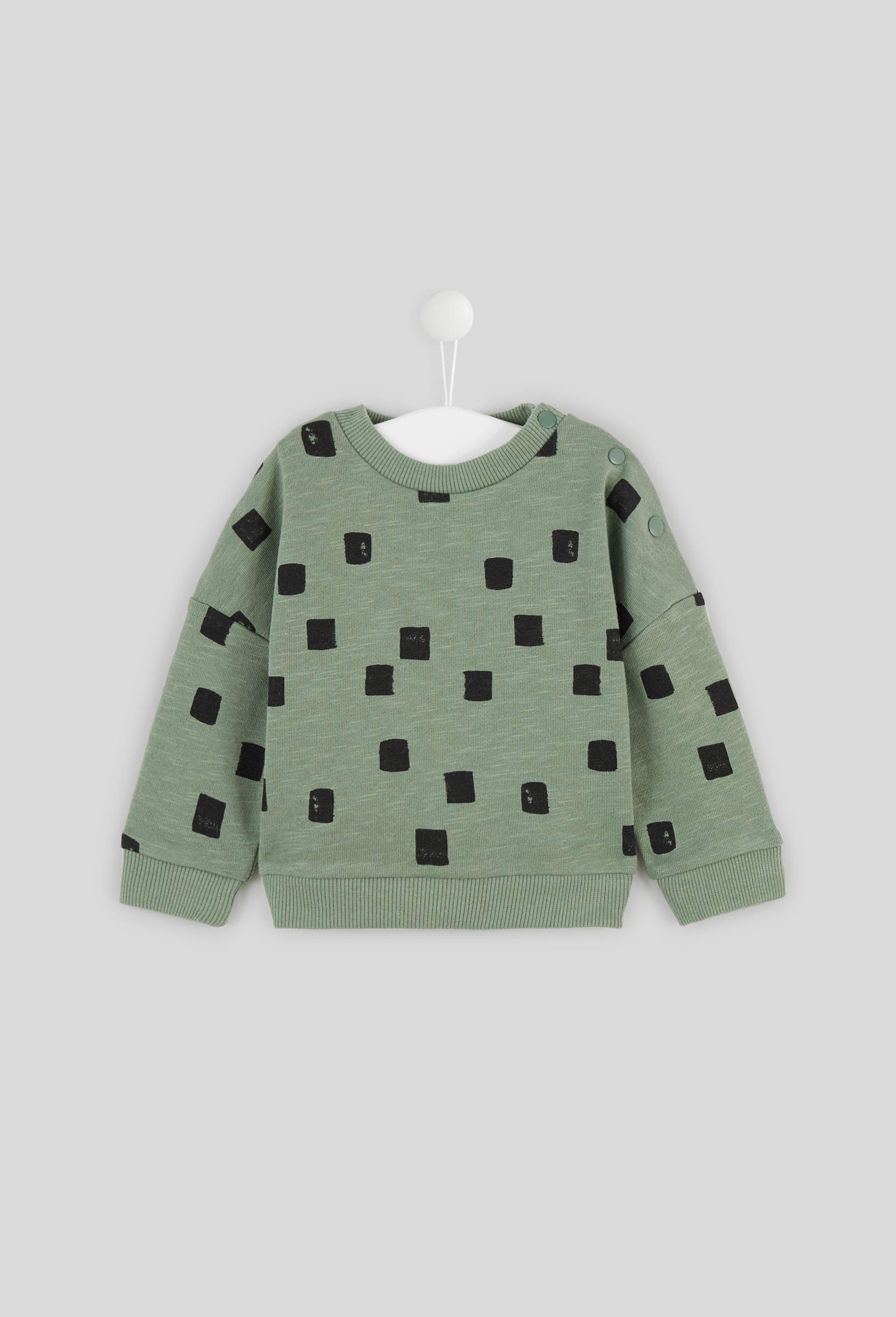 Sweat imprimé en coton BIO, Oeko-Tex, Vert, large image number 0.0