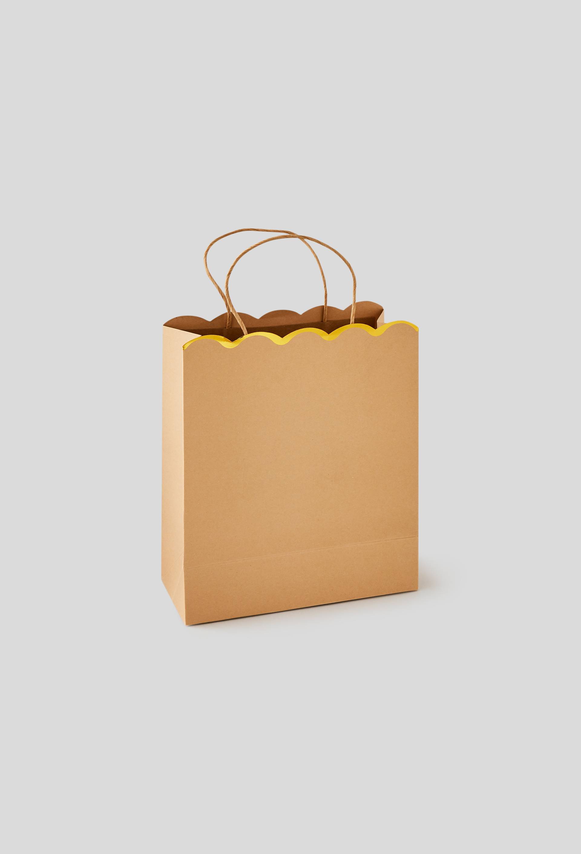 Sac cadeau vague or kraft, taille M, Or, large image number 0.0