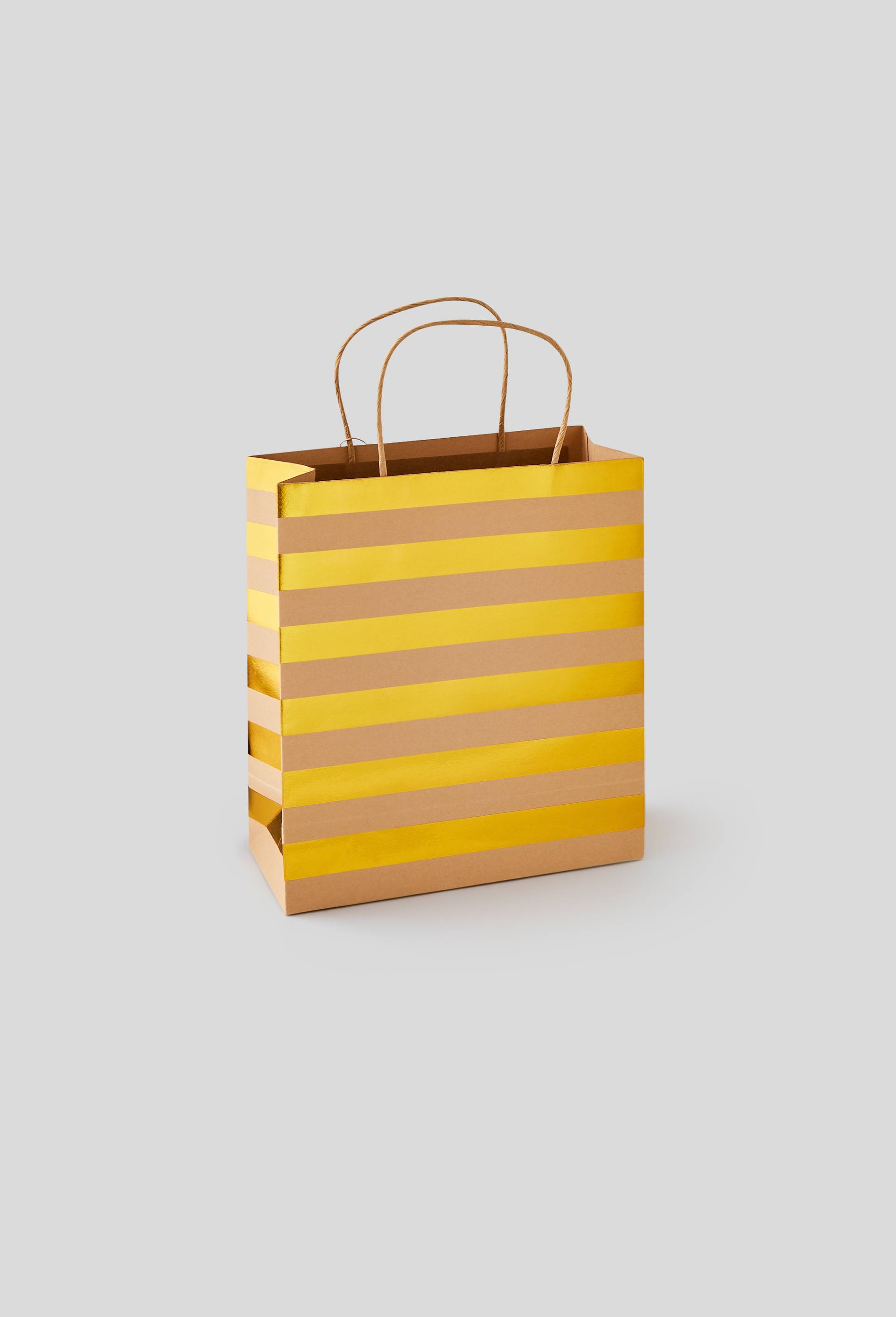 Sac cadeau kraft rayure, taille M, Beige, large image number 0