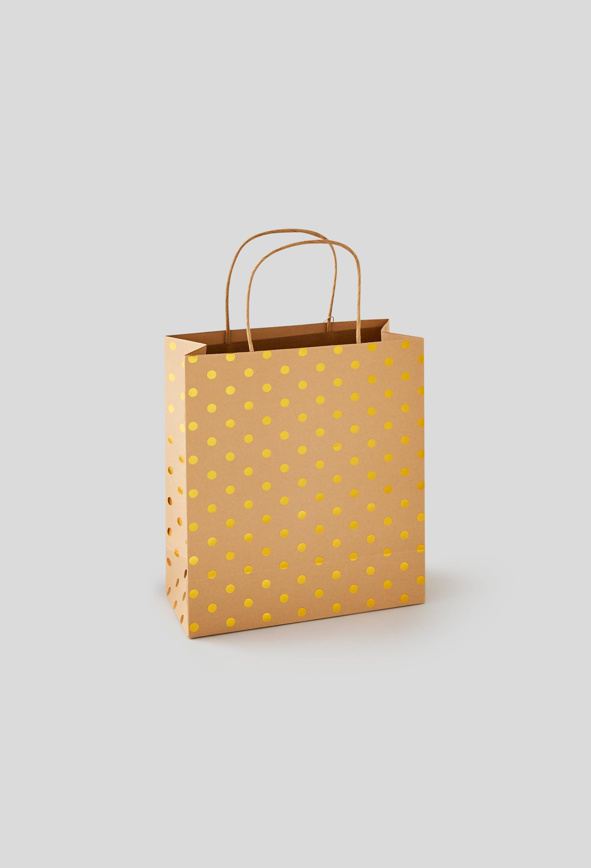 Sac cadeau kraft pois, taille M, Beige, large image number 0