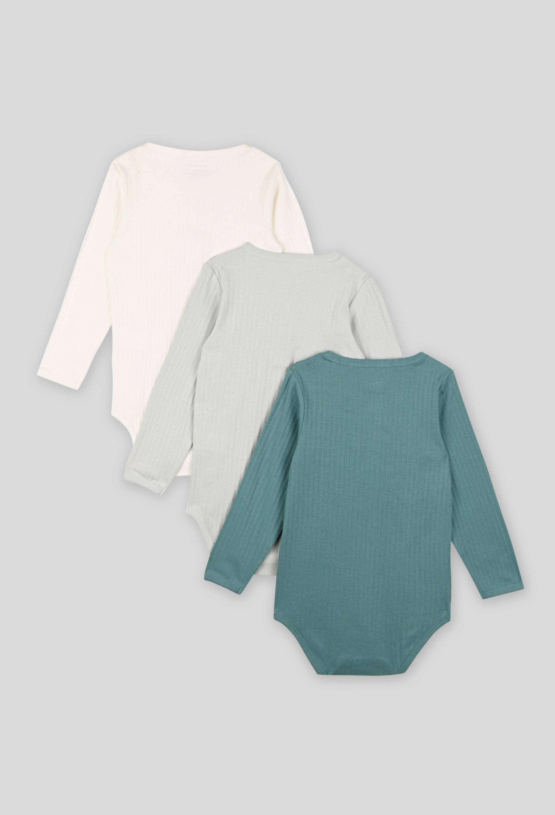 Lot de 3 bodies manches longues unis en coton BIO, certifié OEKO-TEX, Vert, large image number 1.0