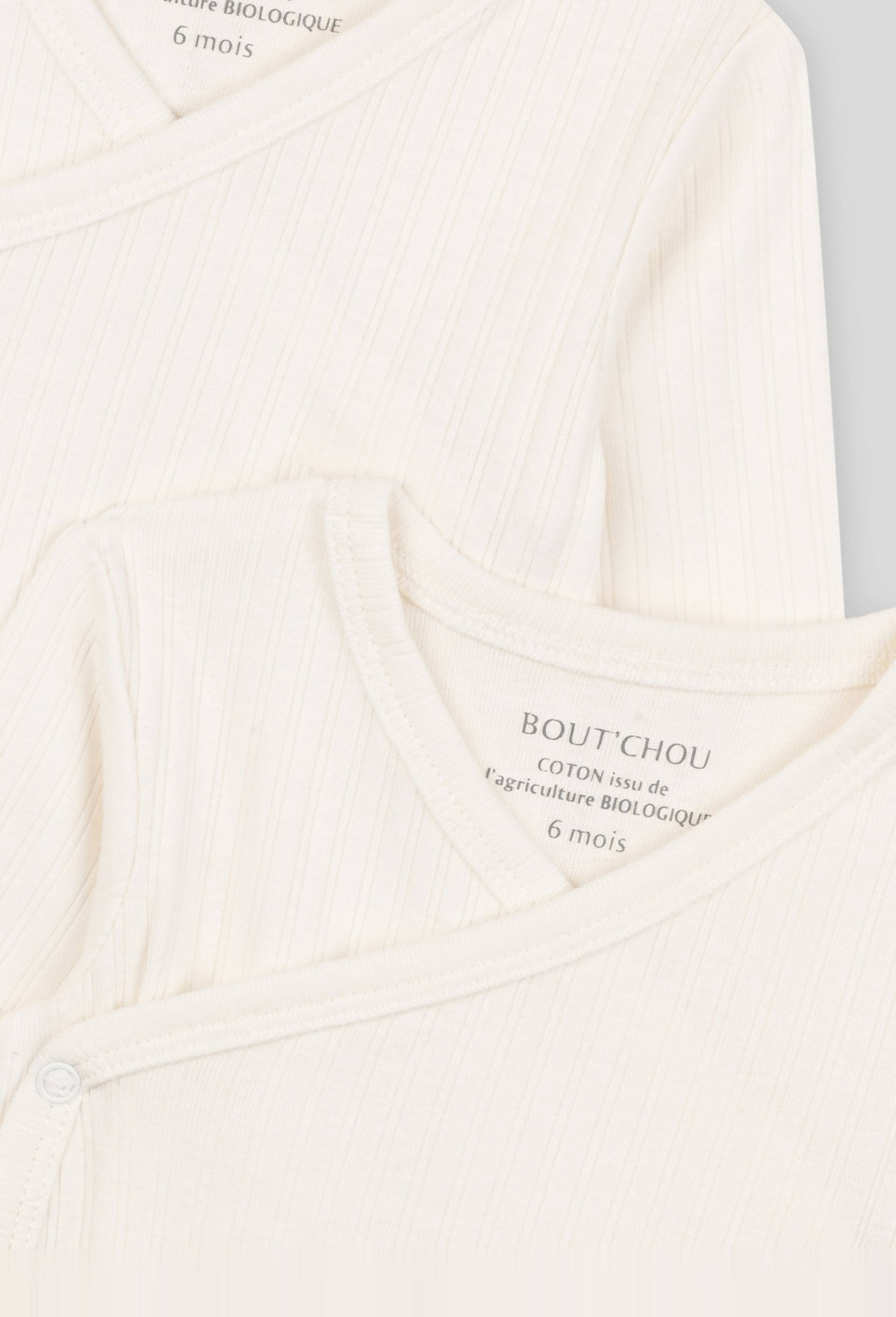Lot de 3 bodies crois&eacute;s manches longues uni en coton BIO GOTS, Blanc, large image number 2