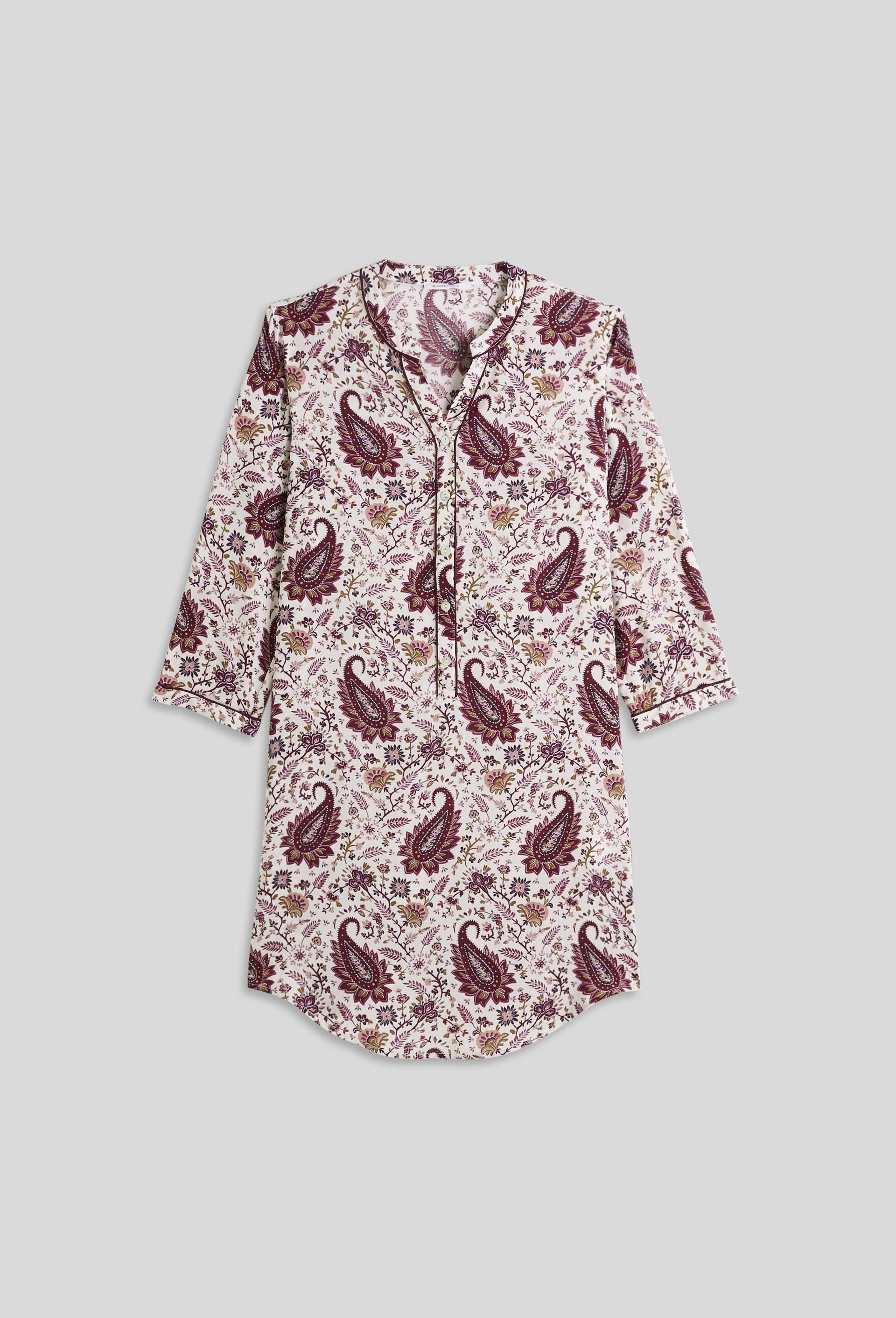 Chemise de nuit manches longues imprimée, Ecovero, Beige clair, large image number 2