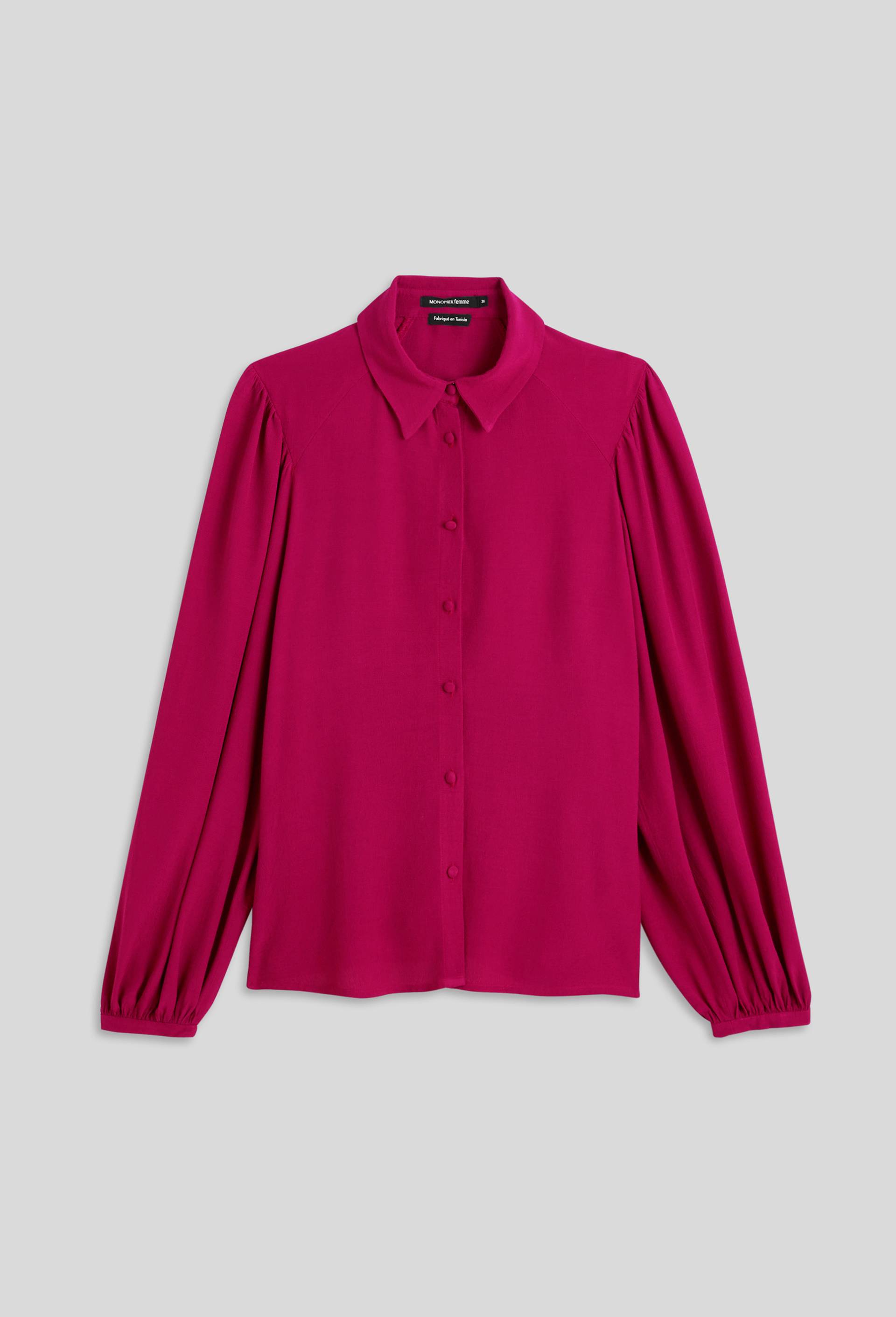 Chemise boutons recouverts, ECO VERO, Violet foncé, large image number 2.0