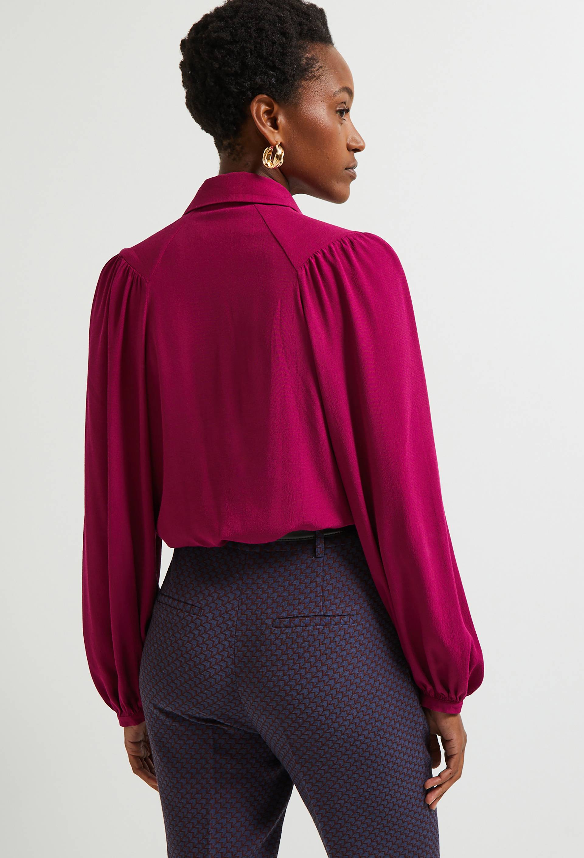 Chemise boutons recouverts, ECO VERO, Violet foncé, large image number 3