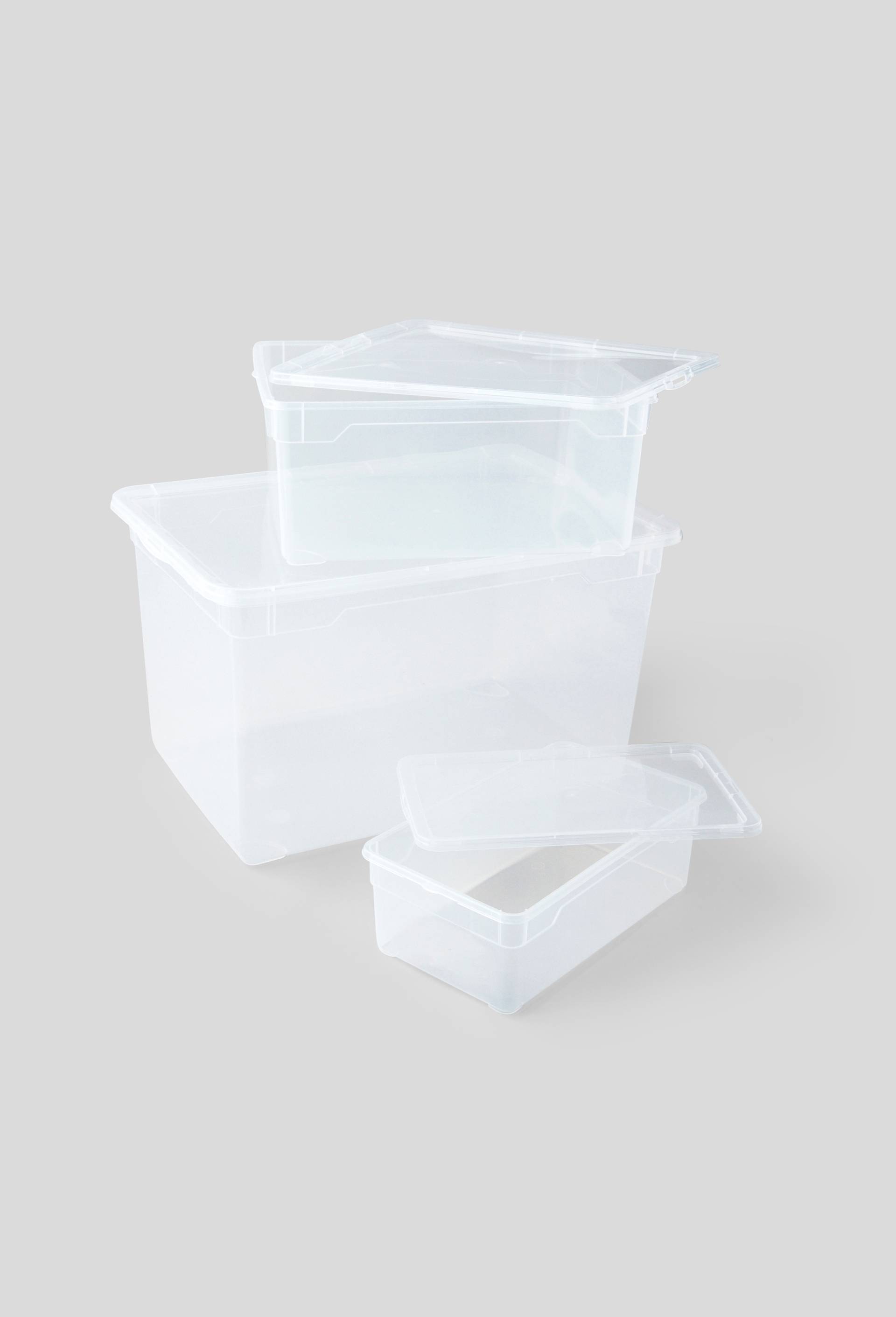 Bo&icirc;te de rangement , 45L, en plastique, Fabriqu&eacute; en France, Transparent, large image number 1