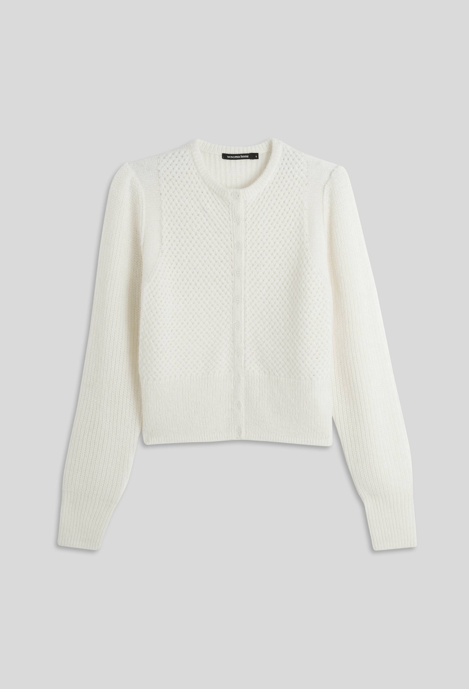 Cardigan boutonné, contient de l'alpaga, Oeko-Tex, Ecru, large image number 2.0