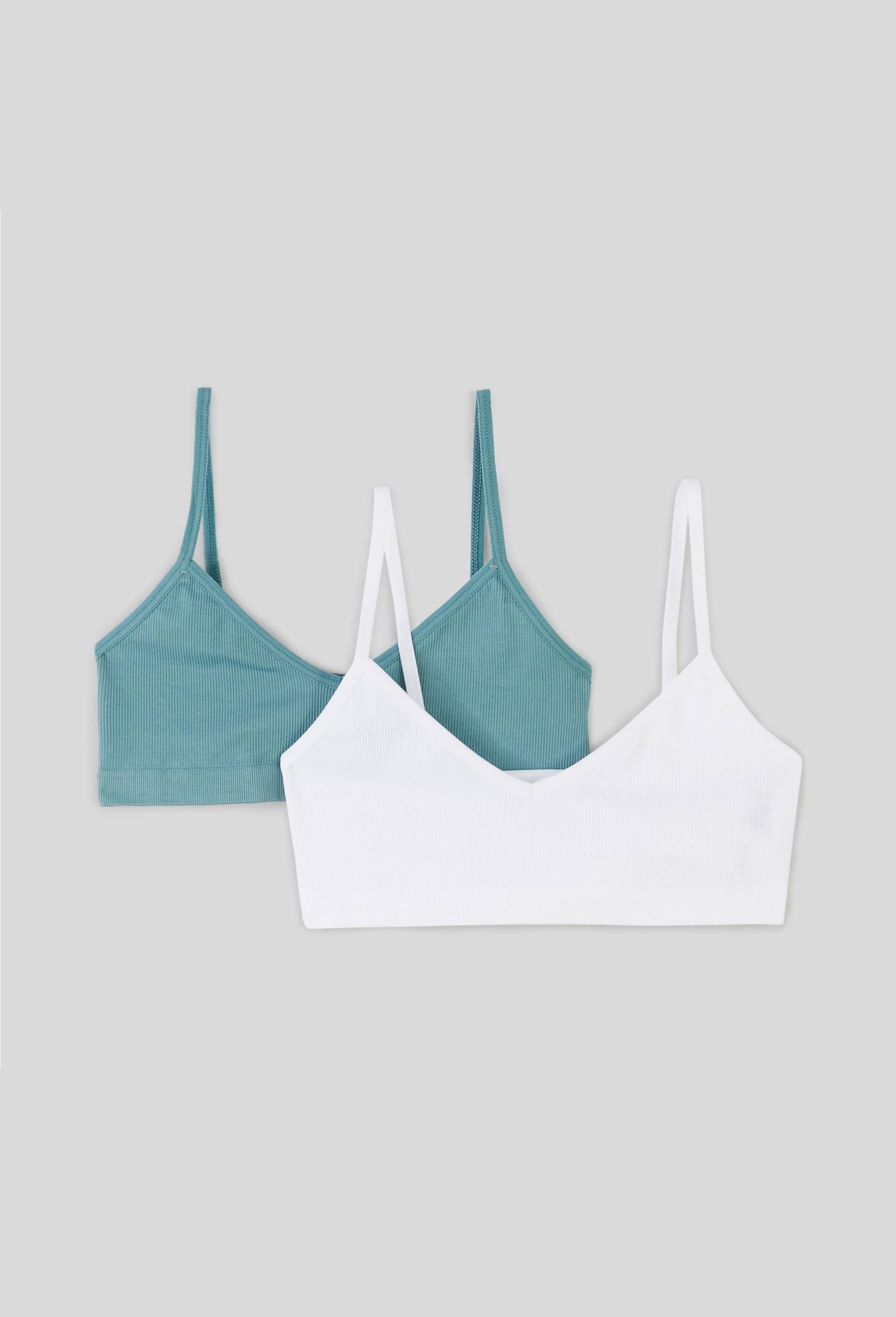 Lot de 2 brassi&egrave;res unies sans couture, Vert, large image number 0