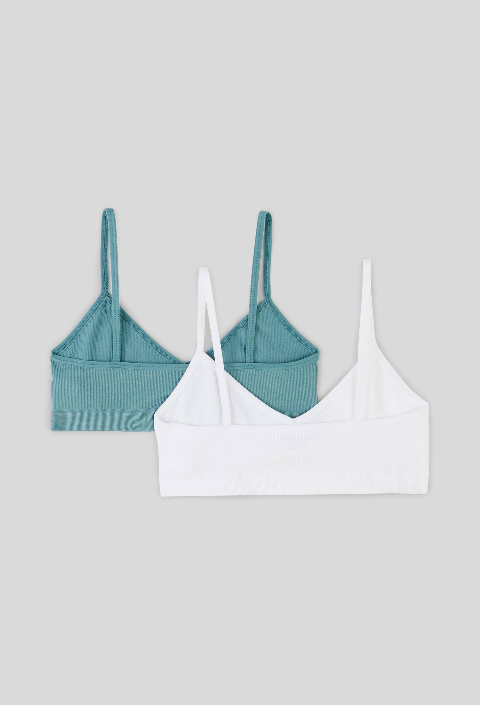 Lot de 2 brassi&egrave;res unies sans couture, Vert, large image number 1