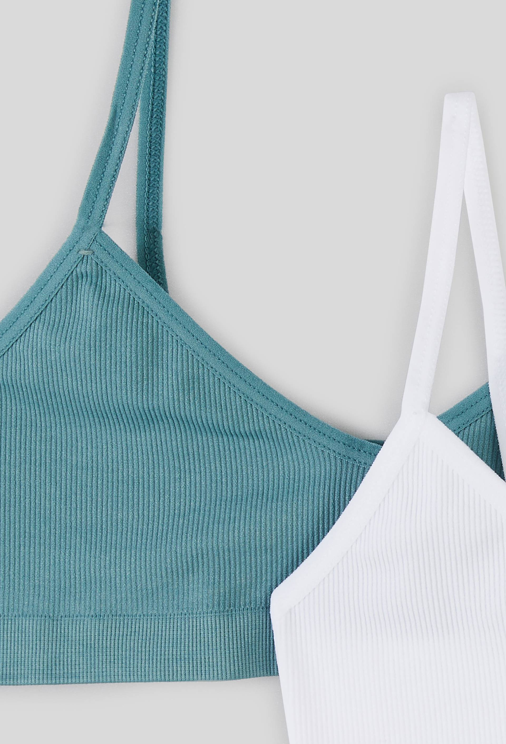 Lot de 2 brassi&egrave;res unies sans couture, Vert, large image number 2