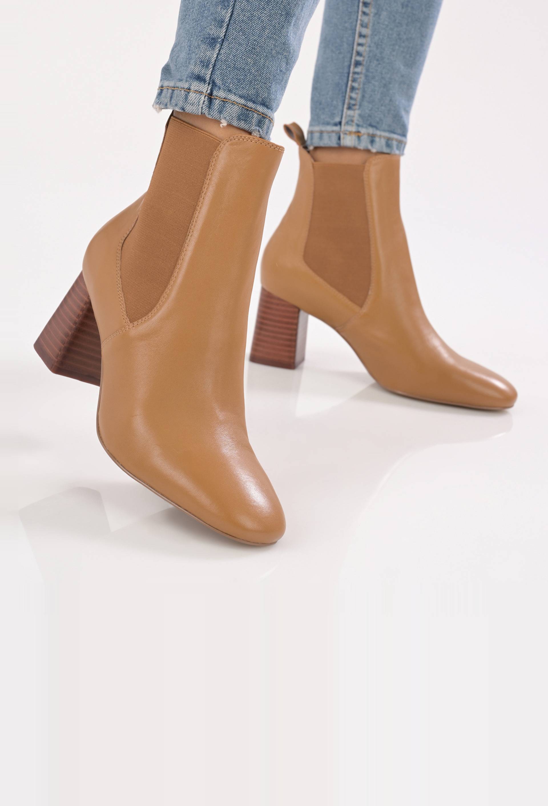 Bottines à talon ,cuir responsable, Beige, large image number 1.0