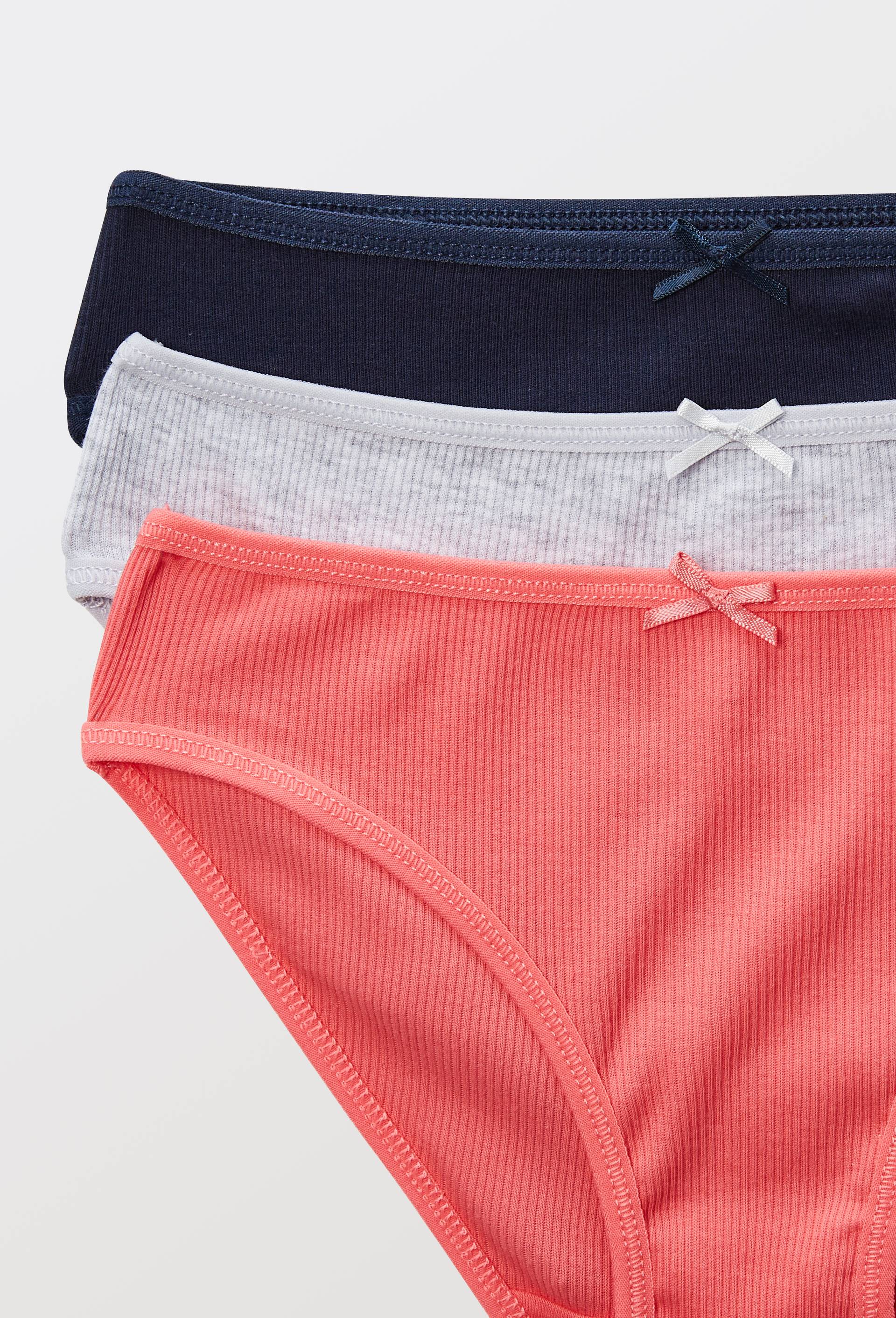 Lot de 3 culottes unies en coton BIO GOTS, Bleu fonc&eacute;, large image number 2