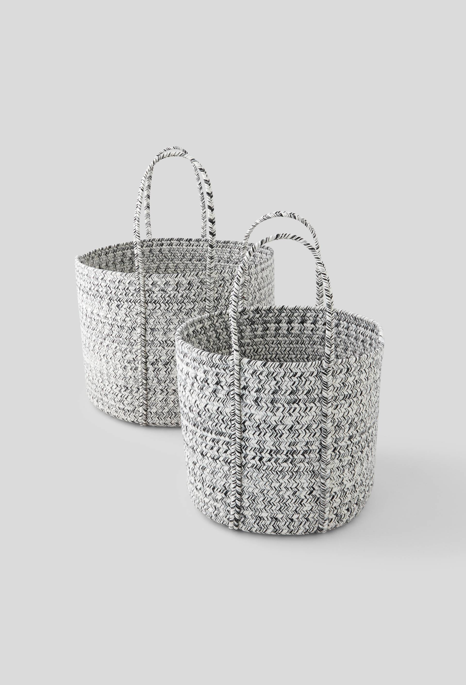 Panier corde gris chine  avec anses S, Gris, large image number 1